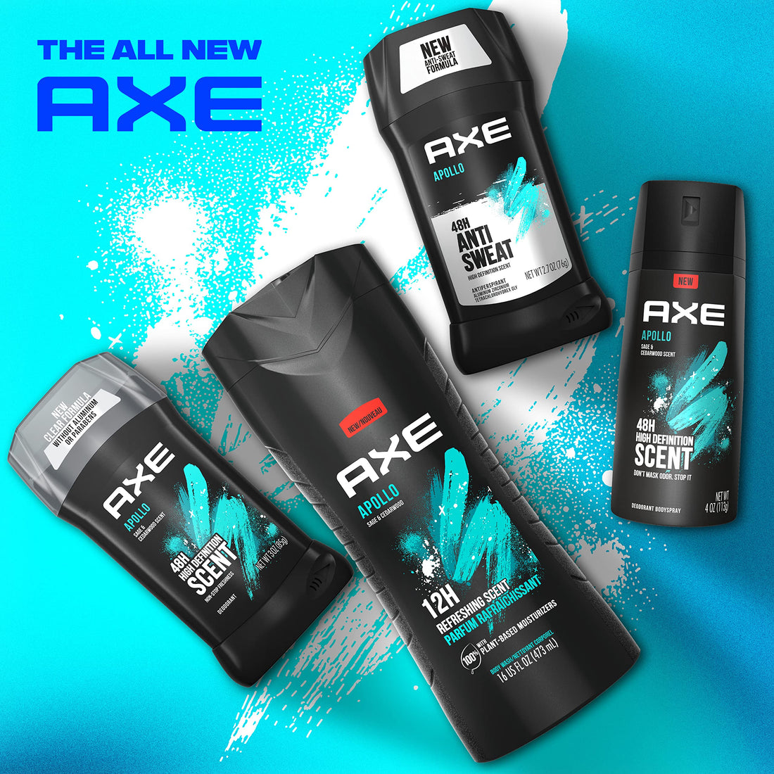 AXE Apollo Antitranspirant Deodorant Stick für Männer Salbei & Zedernholz, 48 Stunden Anti-Schweiß Herren Deodorant, 76 g (4er Pack)