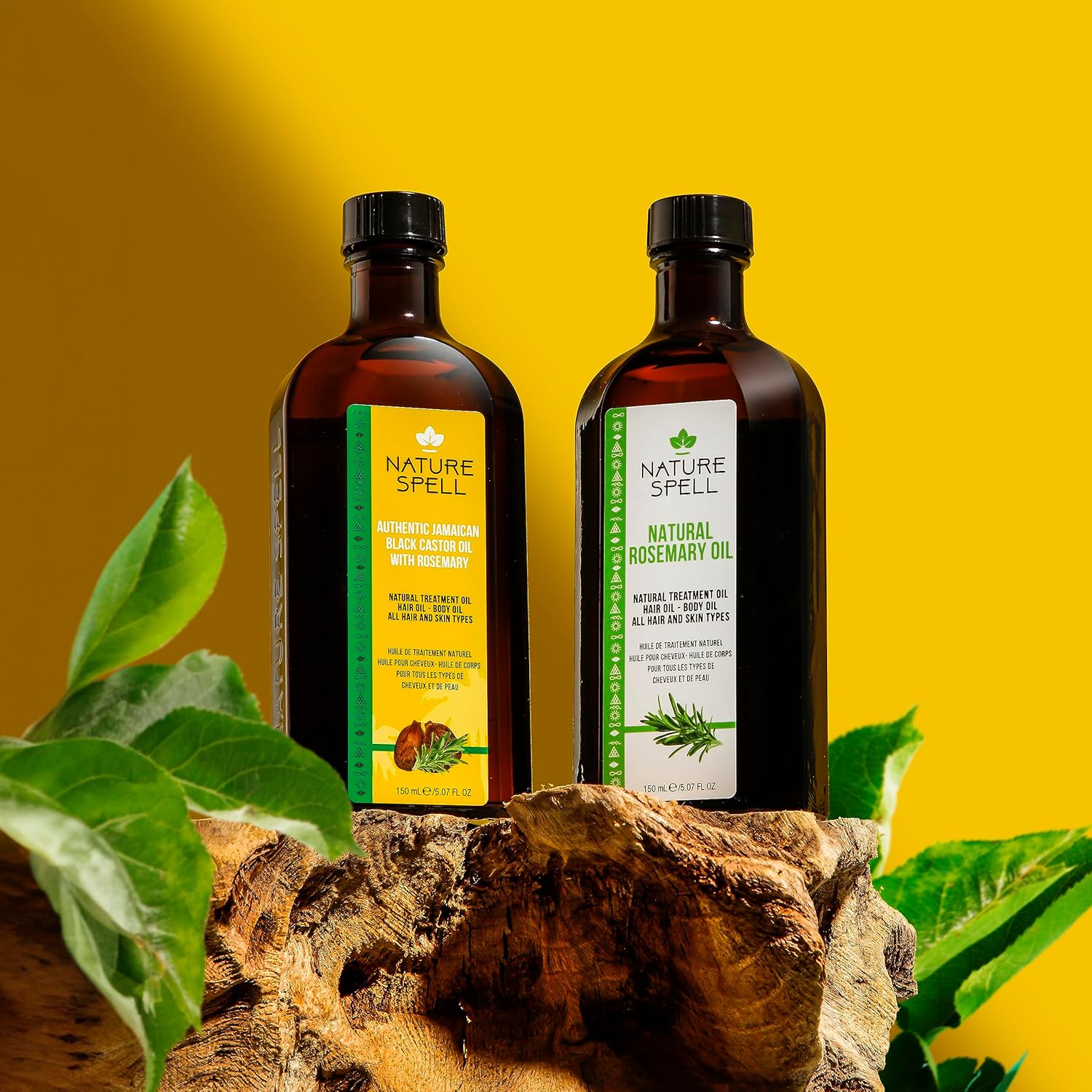 Nature Spell Hair Growth Duo with Rosemary & Jamaican Oils, Pre-Diluted Oil Set to Stimulate Growth and Strengthen Dry Strands, For All Hair Types, Vegan, Pack of 2, 150ml Each