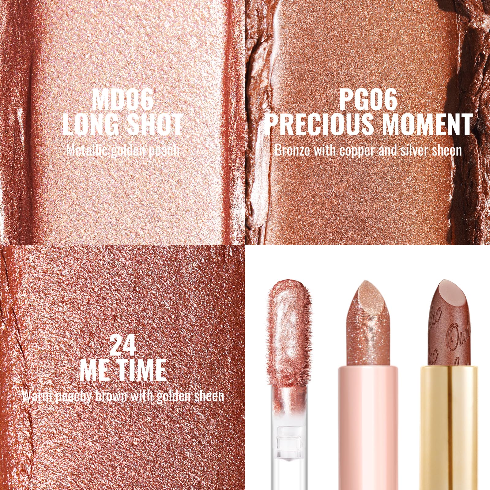 Oulac Metallic Diamond Shine Liquid Lip Gloss - Glitter Glossy for Lip & Eye, Long Lasting 24H + & Waterproof, Lightweight Lip Stain, 3D Metallic Finish, No Transfer, Vegan, 4.5ml,MD05 Loose Control Halalzen