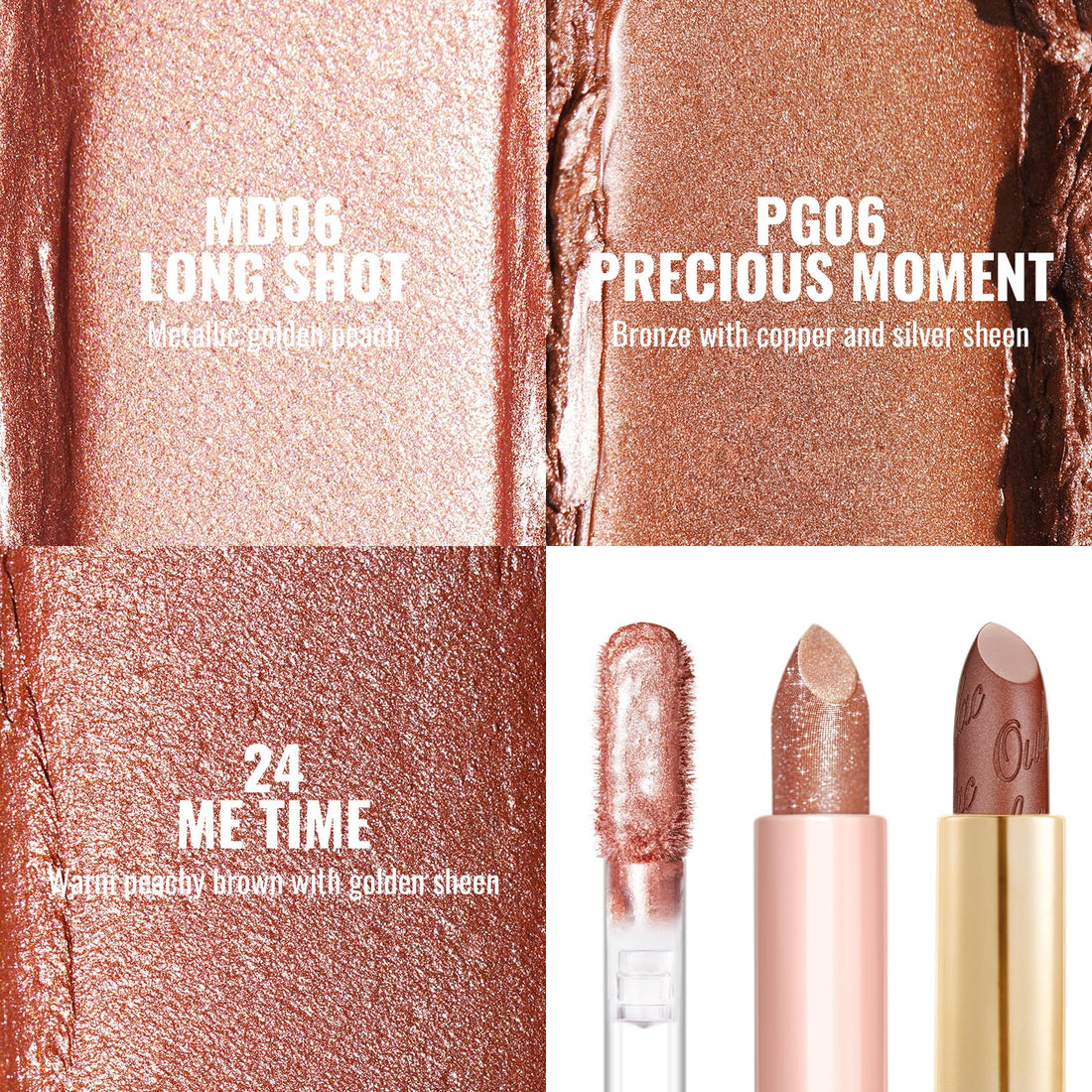 Oulac Metallic Diamond Shine Liquid Lip Gloss - Glitter Glossy for Lip & Eye, Long Lasting 24H + & Waterproof, Lightweight Lip Stain, 3D Metallic Finish, No Transfer, Vegan, 4.5ml,MD05 Loose Control Halalzen
