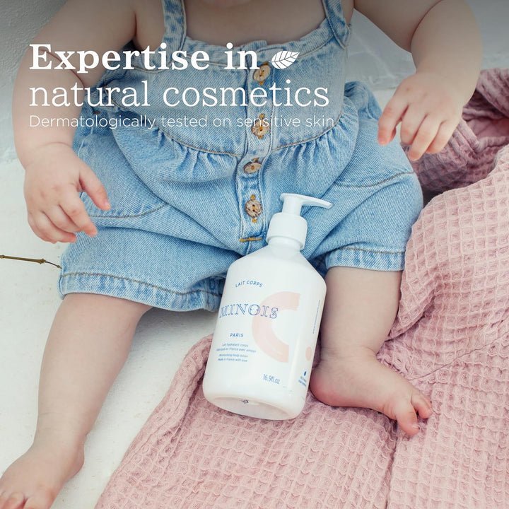 MINOIS PARIS Baby Lotion for Newborn and Kids | Gentle Body Lotion with Aloe Vera, Shea Butter & Almond Oil | Hydrating Non Greasy Baby Moisturizer for Sensitive Skin | Made in France