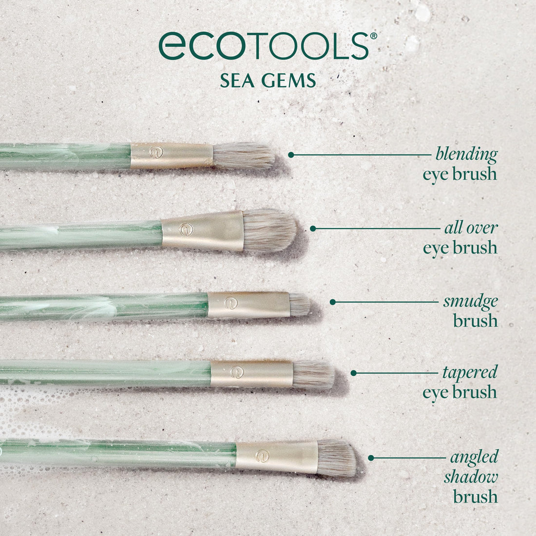 EcoTools Sea Gems Eye Makeup Tool Kit with Reusable Tin, Vegan Cruelty-Free, Liquid, Cream and Powder Compatible, 6 Piece Set Halalzen