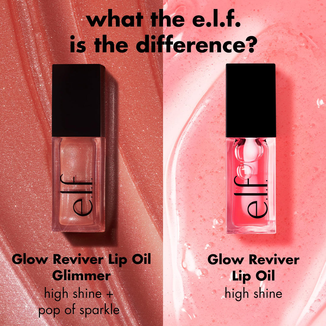 e.l.f. Glow Reviver Lip Oil, Nourishing and Hydrating with High-Shine Glimmer Finish & Sheer Wash of colour, Minty Scent, Non-Sticky, Vegan & Cruelty-free, Candy Coded