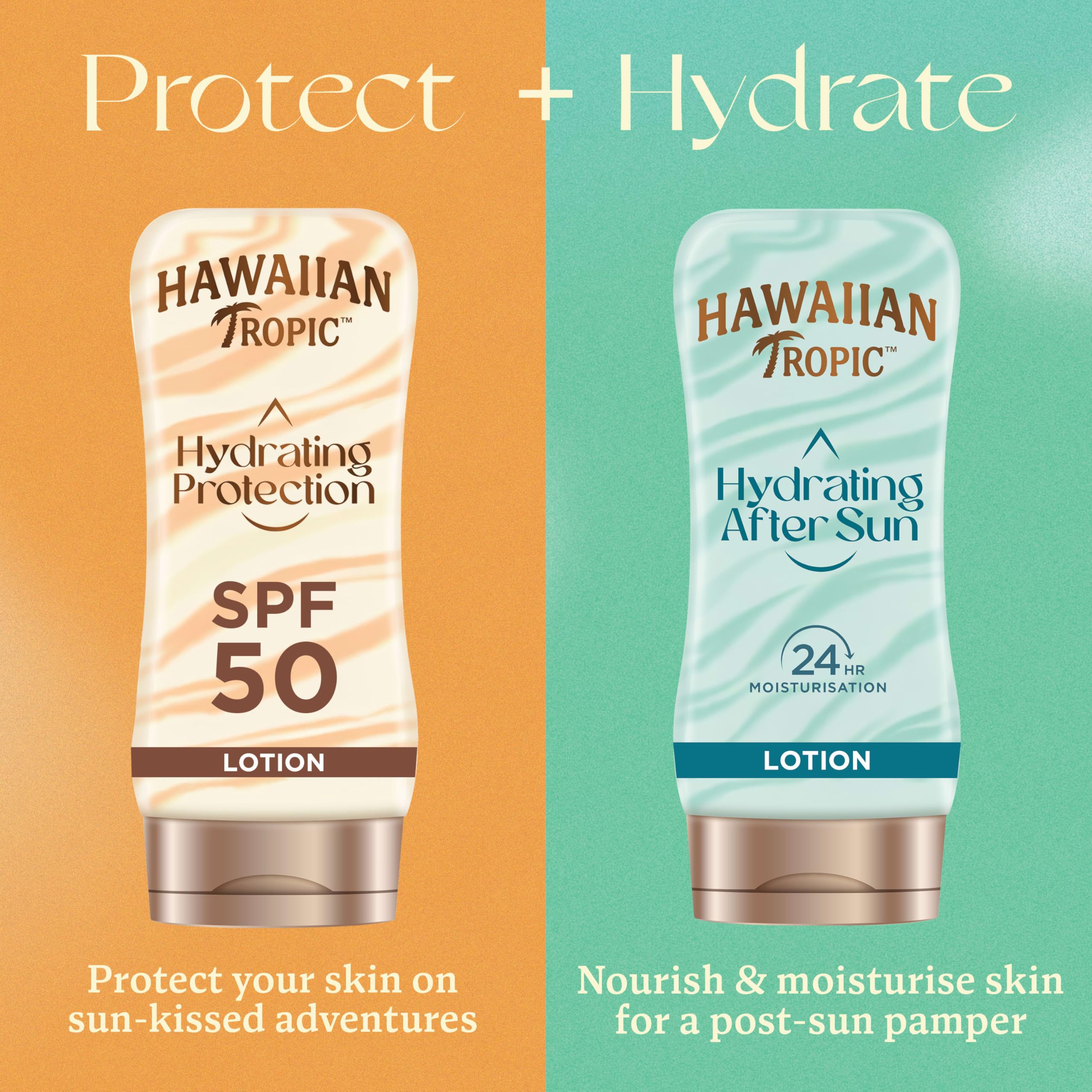 Hawaiian Tropic Hydrating Protection Sunscreen Lotion, Water Resistant SPF 30 UVA Plus UVB Protection Suncream, 12-Hour Moisturising Sun Lotion with Cocoa and Shea Butter, 180 ml