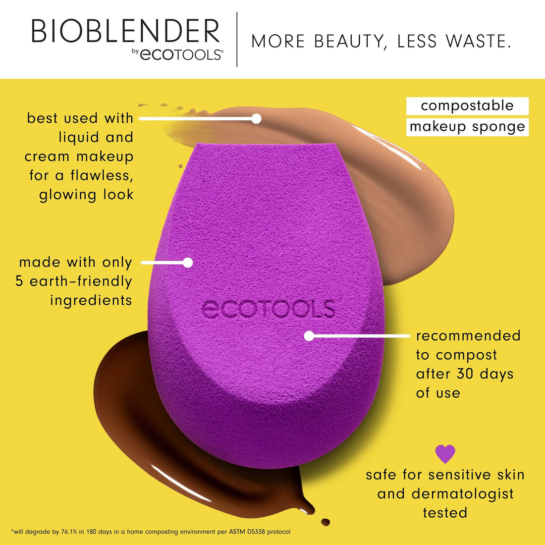 EcoTools Blurring Blender Makeup Sponge, Makeup Blending Sponge For Blurred Skin, For Liquid & Cream Foundation, Cloud Coverage Memory Foam, Eco Friendly, Latex Free, Cruelty-Free & Vegan 1 Count Halalzen