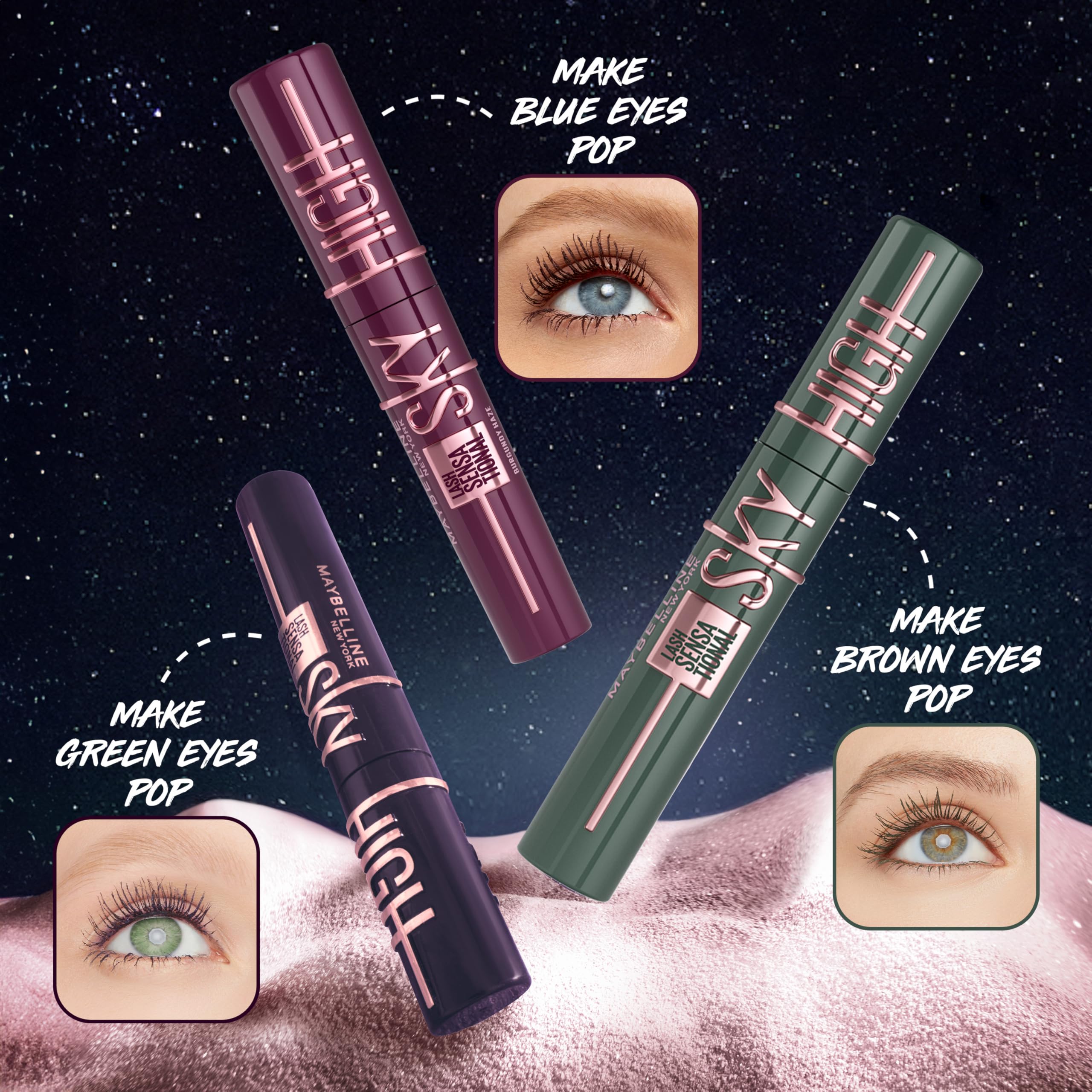 Maybelline New York Lash Sensational Sky High Mascara, Volumising & Lengthening Mascara, Washable Flake-Free Formula Infused with Bamboo Extract & Fibres, 7 ml, Shade: Brown Halalzen