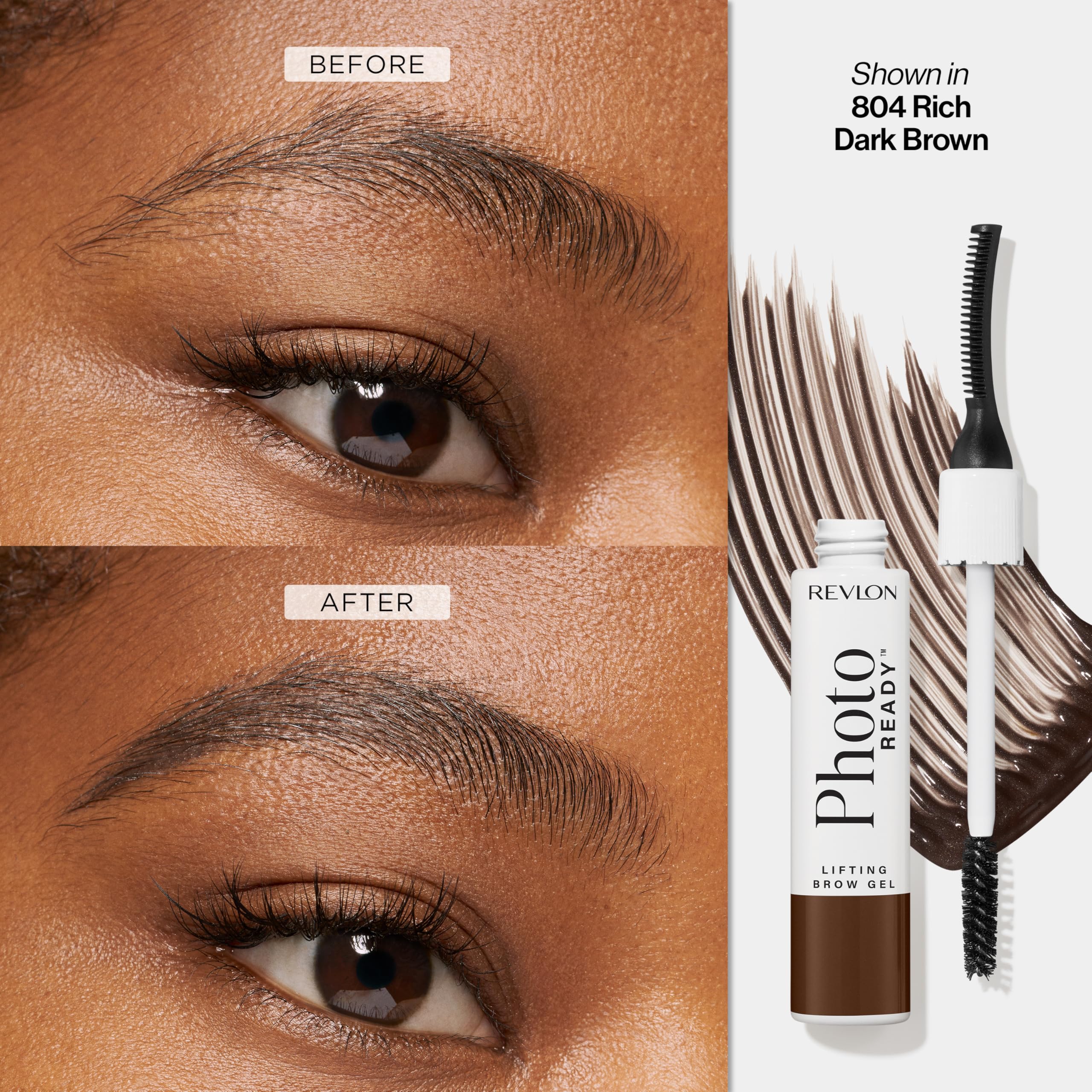 Revlon PhotoReady Lifting Brow Gel, Tinted Eyebrow Lamination with Spoolie Brush, Conditions, Shapes & Defines, 801 Clear, 0.23 fl oz