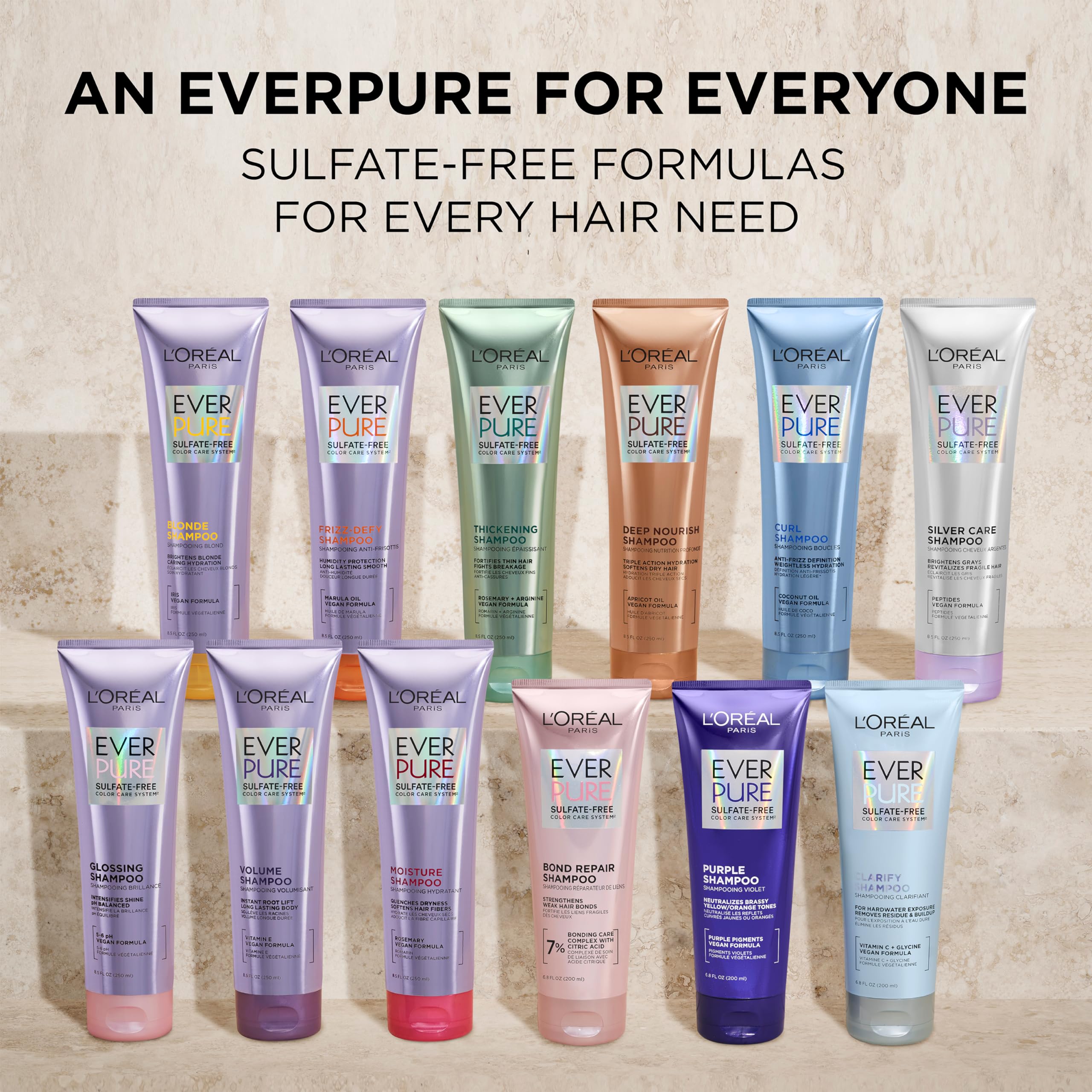 L'Oreal Paris Moisture Sulfate Free Shampoo and Conditioner Set, Hair Care for Color-Treated Hair with Rosemary Botanicals, EverPure, 1 Kit Halalzen