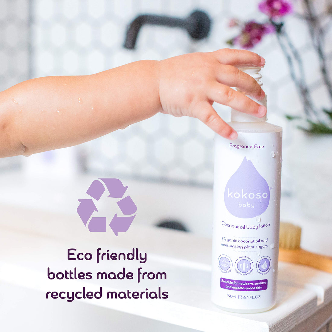 Kokoso Baby - Coconut Oil Baby Lotion, Unfragranced - Organic Coconut Oil & Sweet Almond Oil - Moisturises & Nourishes - Suitable for Dry, Sensitive & Eczema Prone Skin - 190ml Halalzen