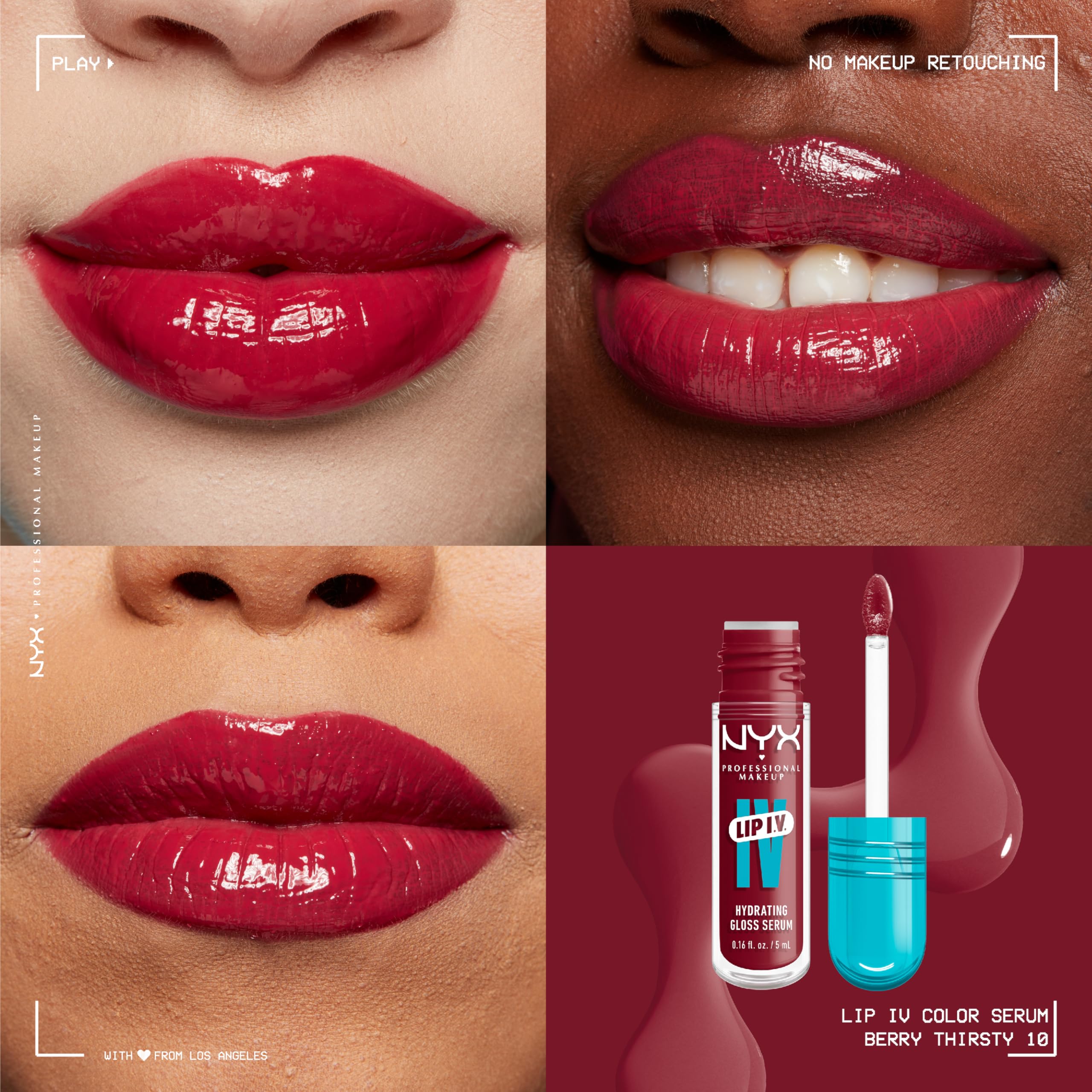 NYX PROFESSIONAL MAKEUP Lip IV Hydrating Glossy Lip Stain, Long-Lasting, Tinted, Vegan Formula with 12 HR Hydration - Hydra Honey (Brown)