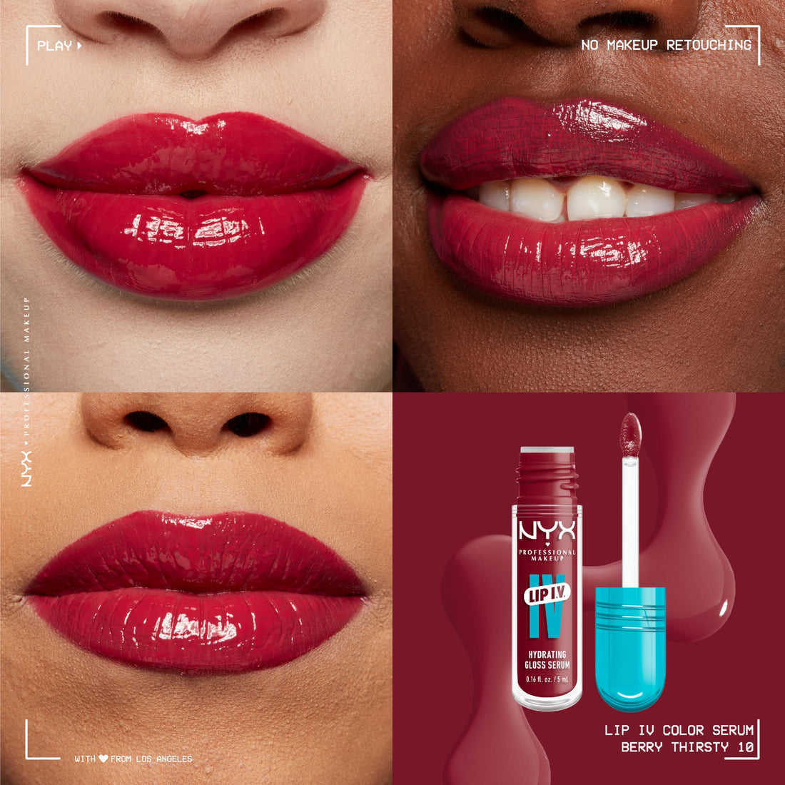 NYX PROFESSIONAL MAKEUP Lip IV Hydrating Glossy Lip Stain, Long-Lasting, Tinted, Vegan Formula with 12 HR Hydration - Hydra Honey (Brown)