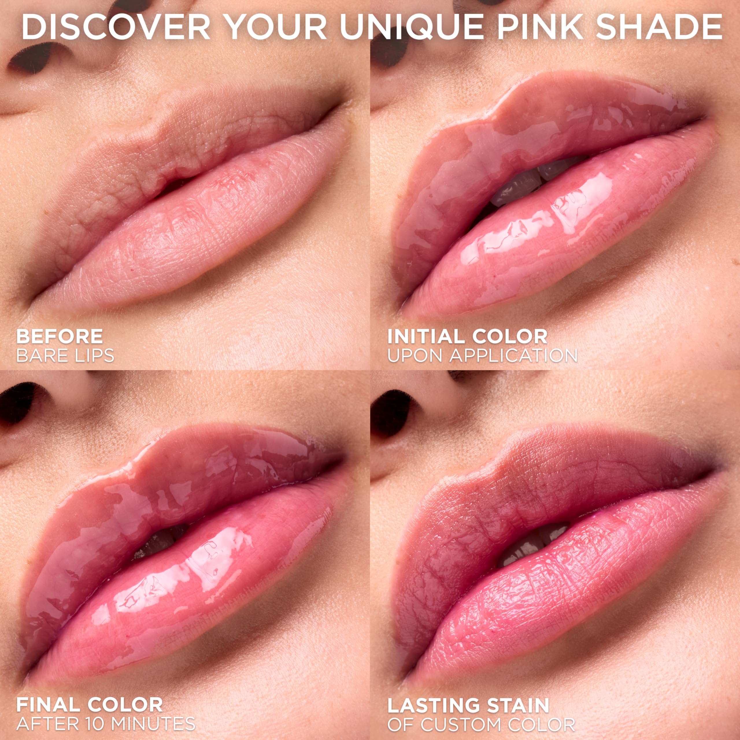 L'Oreal Paris Plump Ambition pH Hyaluron Lip Oil, Color Shifting Lip Tint with 24HR Hydration, Volumizing Shine and Lasting Color, 020 pH Rosé Halalzen