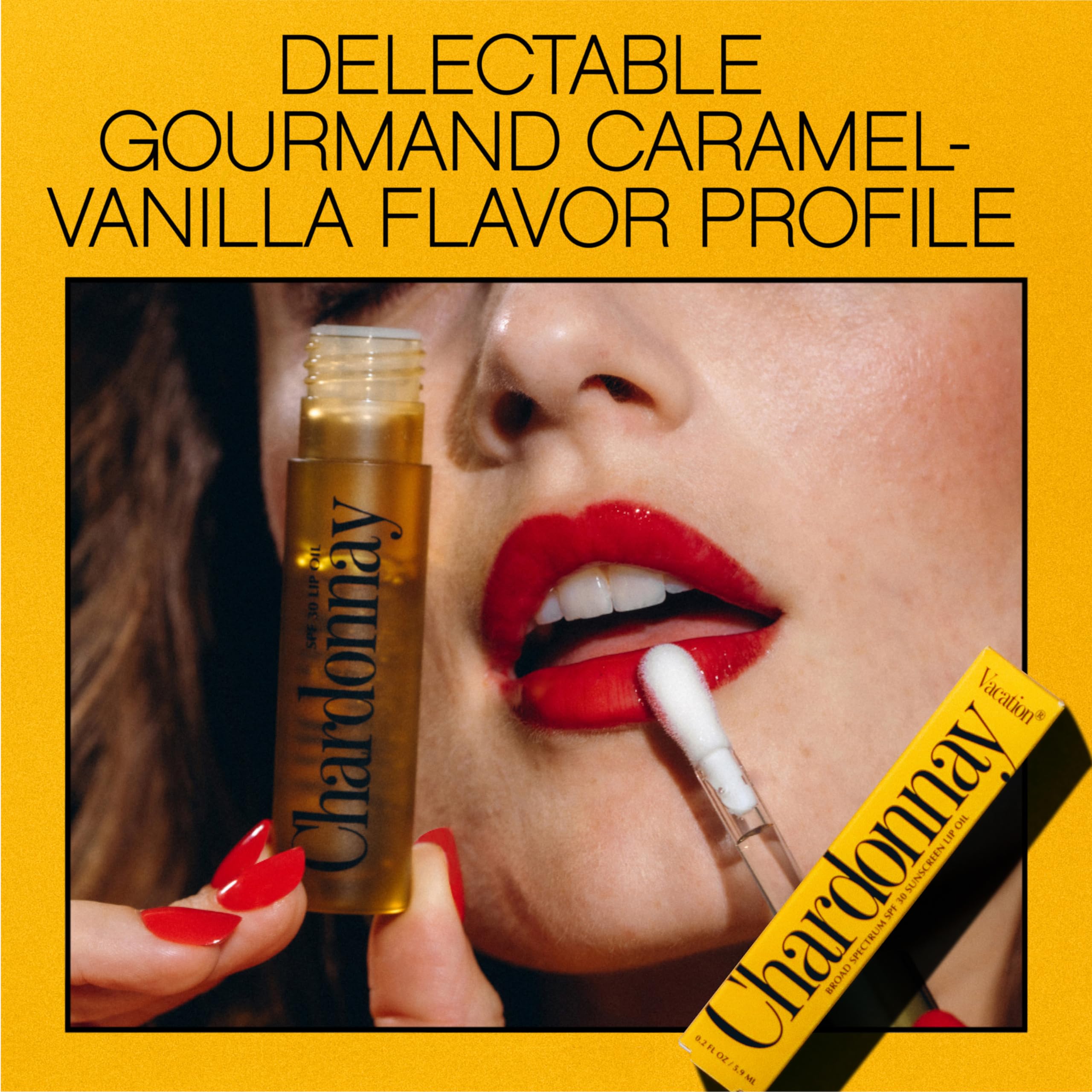 VACATION Chardonnay Lip Oil SPF 30, Sunscreen for Lips, Hydrating, Caramel Vanilla Flavored Lip Gloss, Clear Plumper, Non-Sticky, Vegan, 0.2 Fl. Oz. (Pack of 2) Halalzen