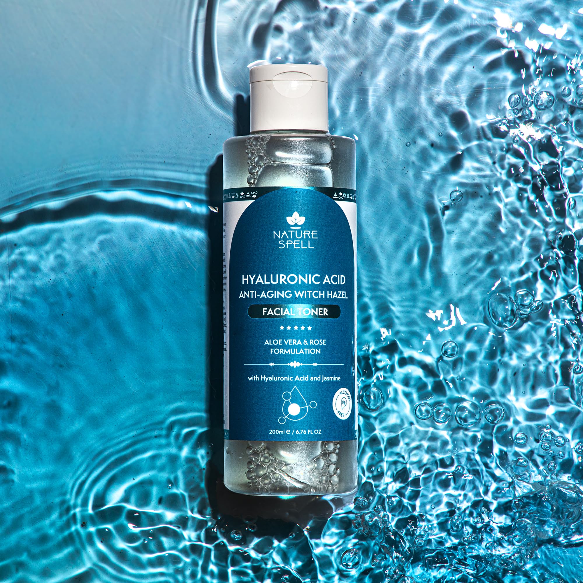 Nature Spell Rose Water Facial Toner, Hydrates & Restores Skin pH Balance, Suitable for All Skin Types, Vegan, 200ml