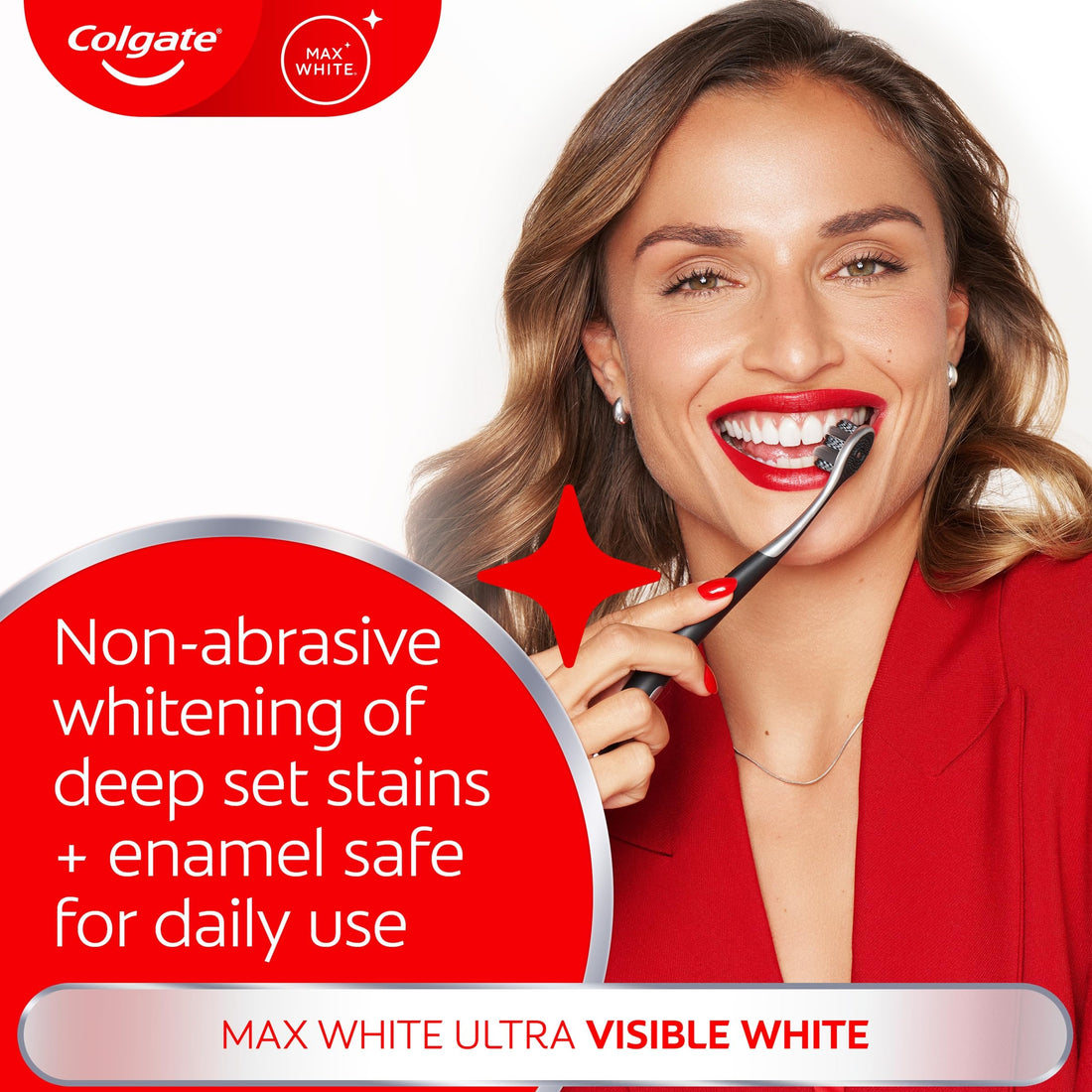 Colgate Max White Ultra+ Enamel Toothpaste 75ml, Whitens Deep Stains for 5X Whiter Teeth, ActiveShine Technology Smoothes Enamel Surface to Reflect Light, Protects and Remineralises Enamel