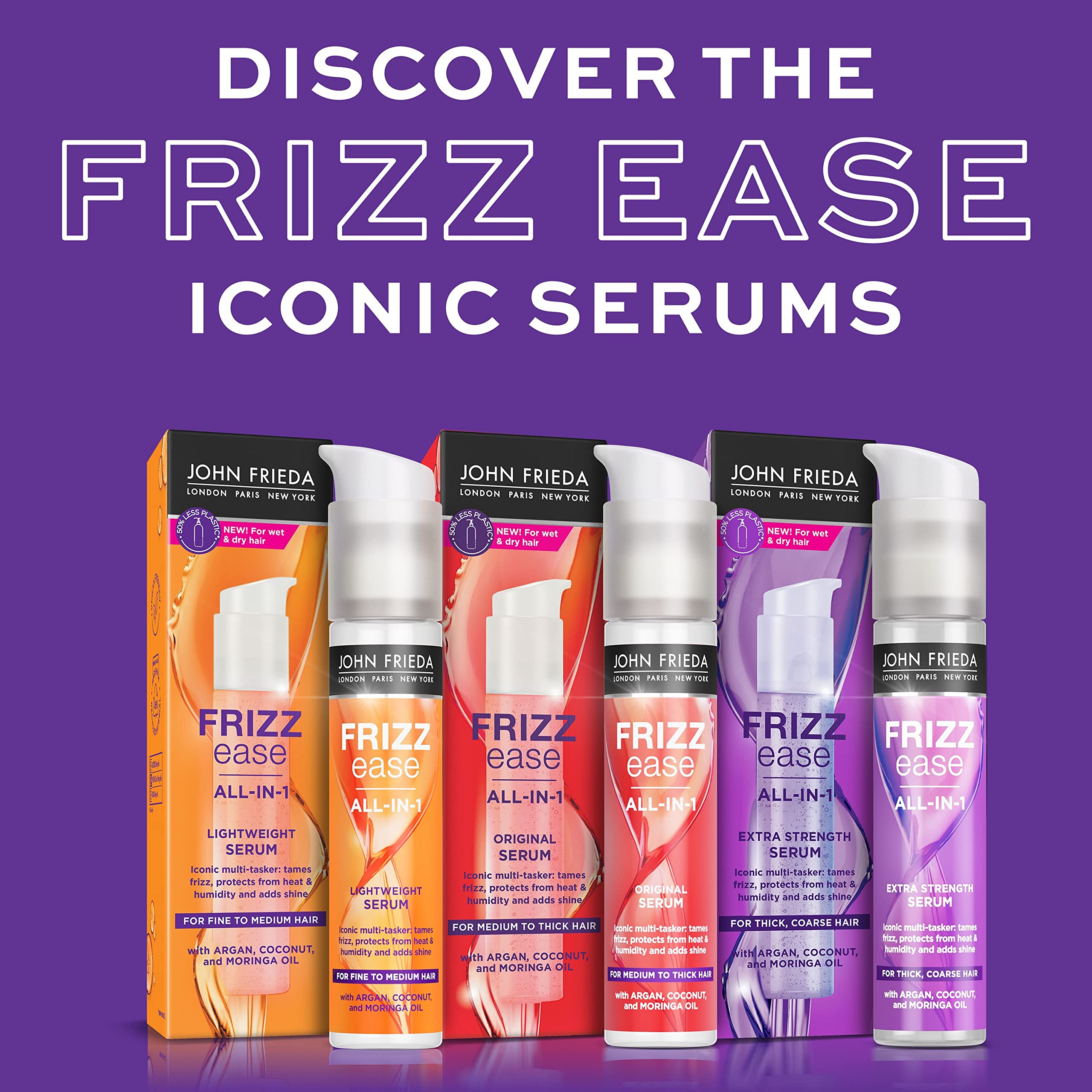 John Frieda Frizz Ease Original Serum 50ml, Hydrating Anti-Frizz Serum for Medium to Thick Hair