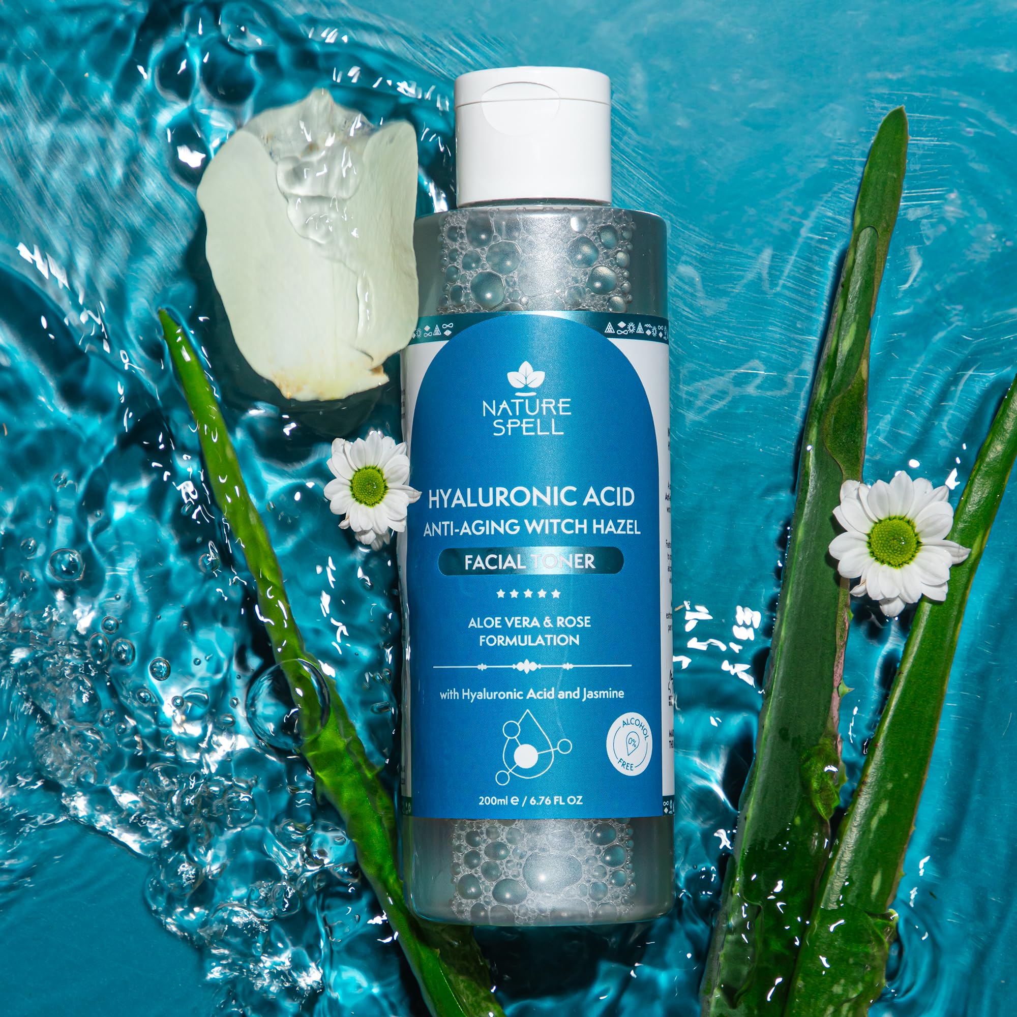 Nature Spell Rose Water Facial Toner, Hydrates & Restores Skin pH Balance, Suitable for All Skin Types, Vegan, 200ml