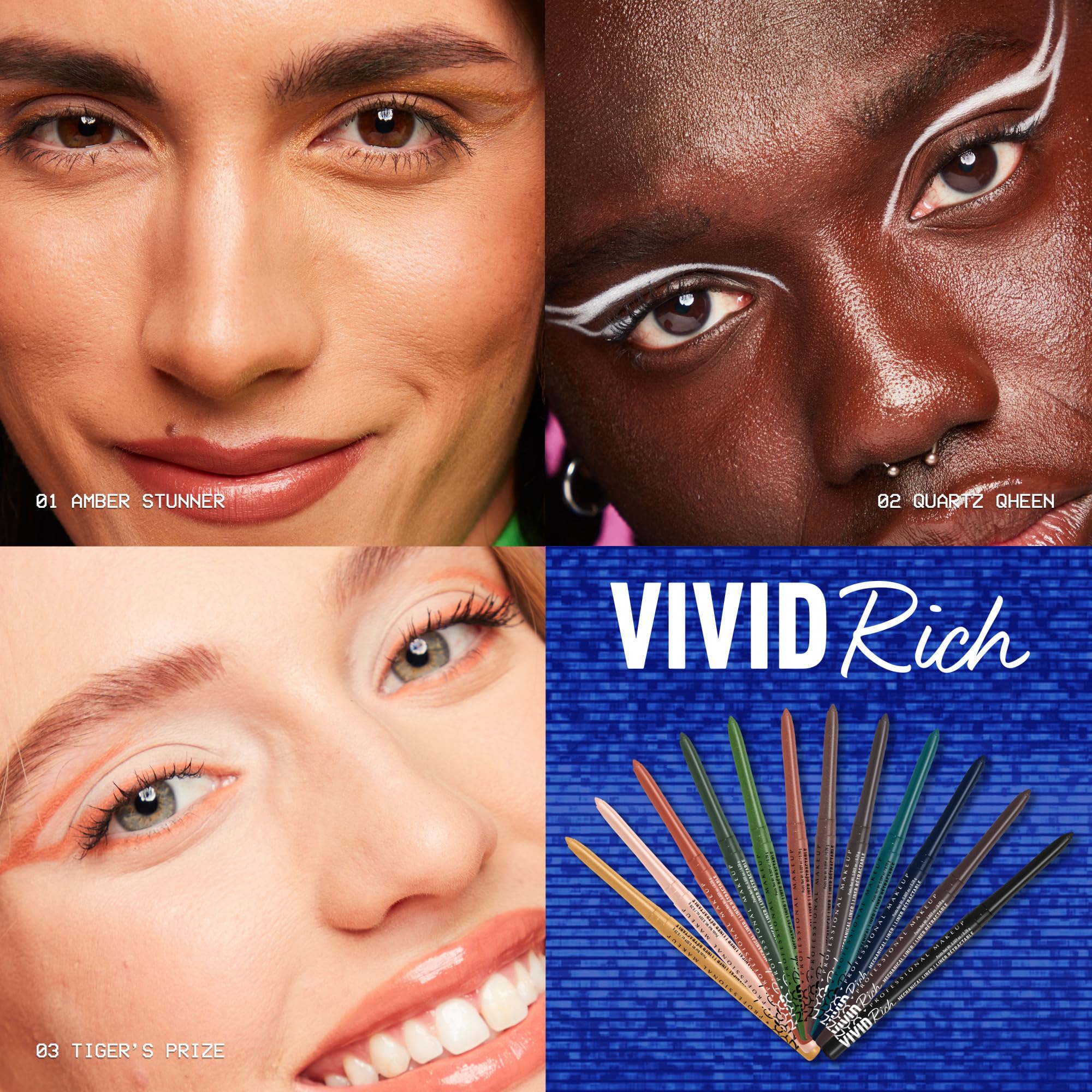 NYX PROFESSIONAL MAKEUP Vivid Rich Mechanical Eye Pencil, Vivid Rich Mechanical, Creamy Retractable Eyeliner - Smokin Topaz, Brown Eyeliner