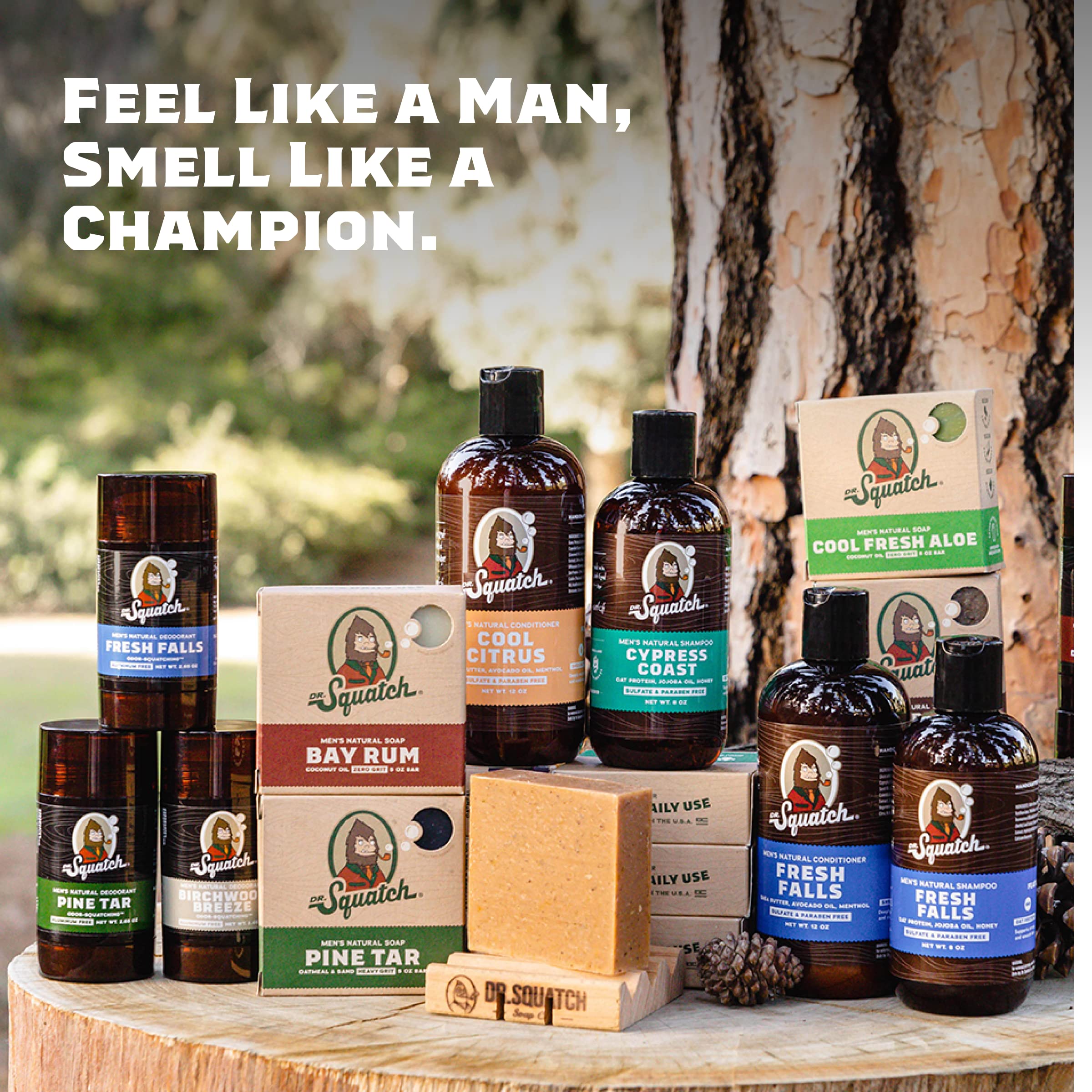 Dr. Squatch Natural Men’s Bar Soap - Cold Process Body Soap Bar with Natural Oils - Gifts for Men - Deep Sea Goat's Milk, Wood Barrel Bourbon, Rainforest Rapids, Alpine Sage & Bay Rum (5 oz, 5-Pack)