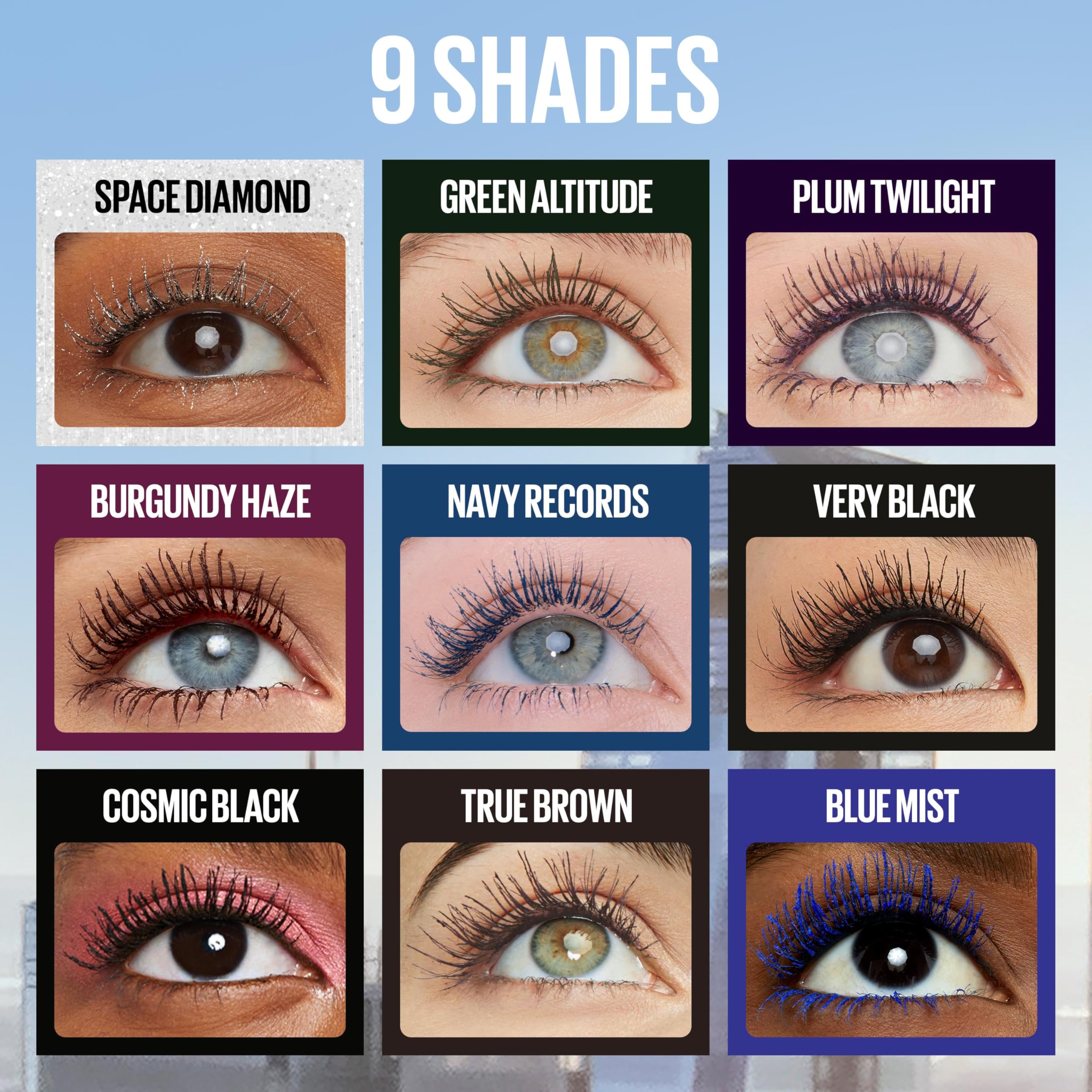 Maybelline Lash Sensational Sky High Washable Mascara Make-up, Volumen, Verlängerung, Definition, Schwung, Multiplikation, aufbaufähige Formel, Very Black, 1 Stück