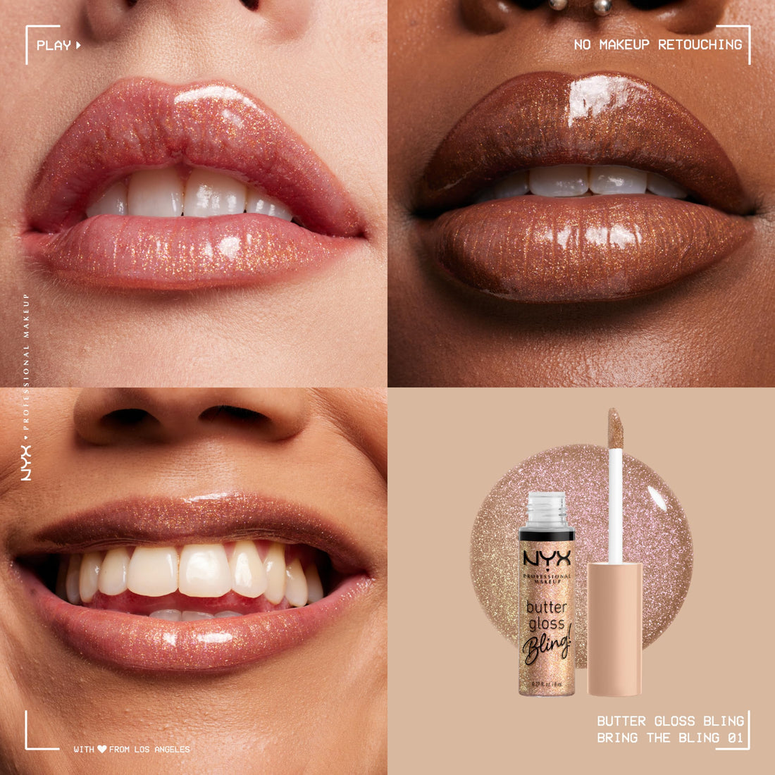 NYX PROFESSIONAL MAKEUP Butter Gloss, Non-Sticky Lip Gloss - Madeleine (Mid-Tone Nude)