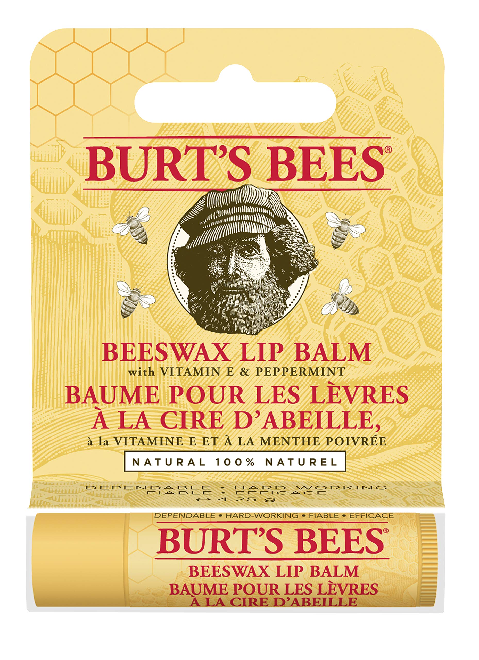 Burt's Bees Lip Balm Pomegranate, Moisturising Lip Balm With Beeswax & Vitamin E, 100% Natural Origin, 4.25g Halalzen