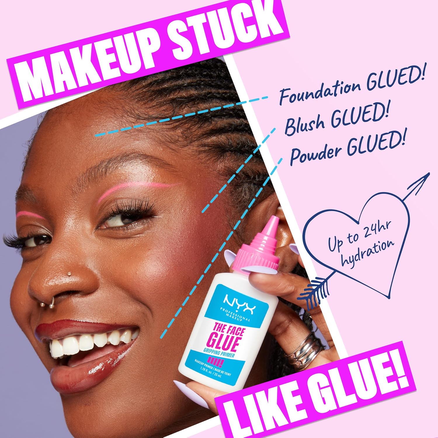 NYX PROFESSIONAL MAKEUP The Face Glue Gripping Primer, Hydrating Makeup Primer with Up To 24HR Wear, Vegan & Cruelty Free Halalzen