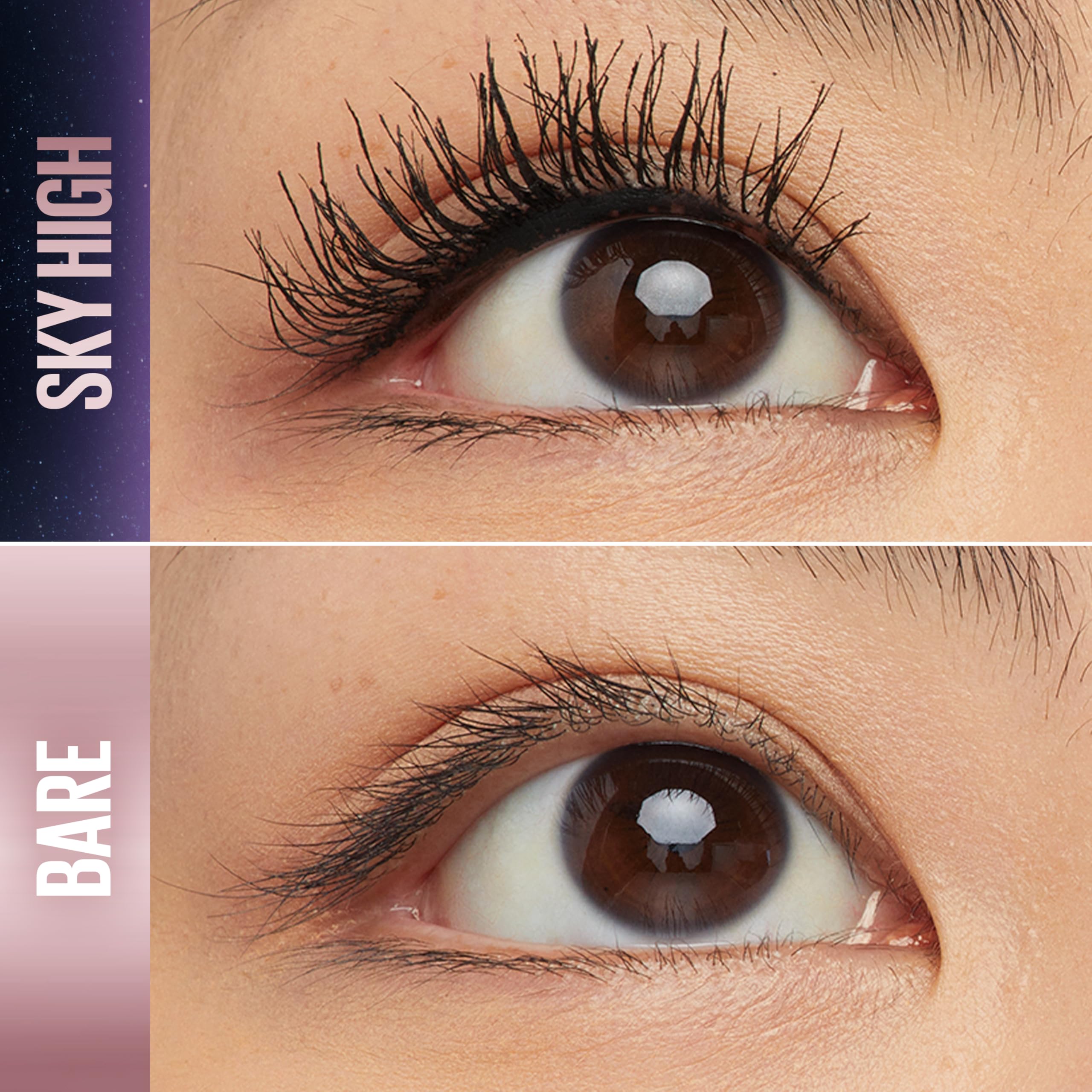 Maybelline Lash Sensational Sky High Washable Mascara Make-up, Volumen, Verlängerung, Definition, Schwung, Multiplikation, aufbaufähige Formel, Very Black, 1 Stück