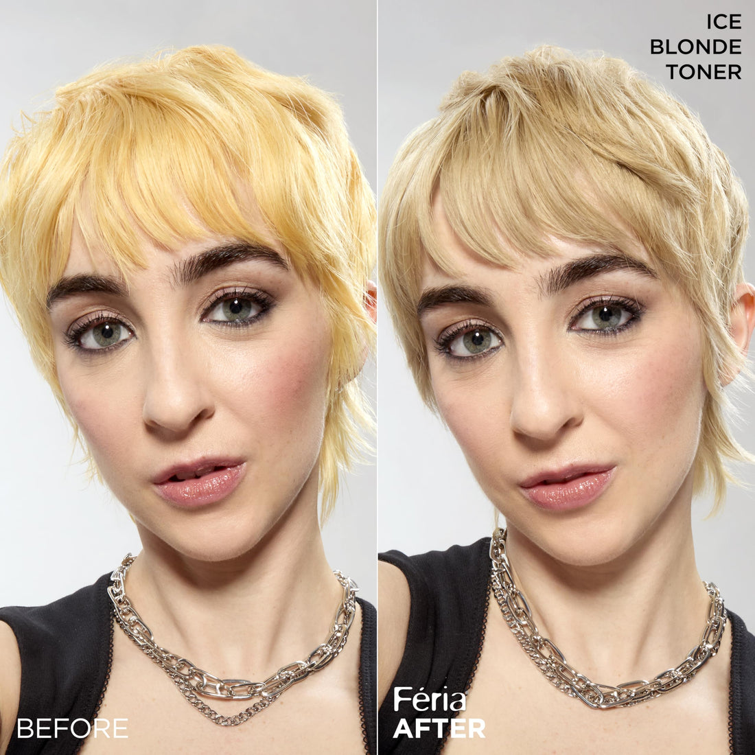L’Oreal Paris Feria Long-Lasting Anti Brass Power Hair Toner, Ammonia Free Demi Permanent Hair Color, Ice Blonde Hair Toner, 1 Application