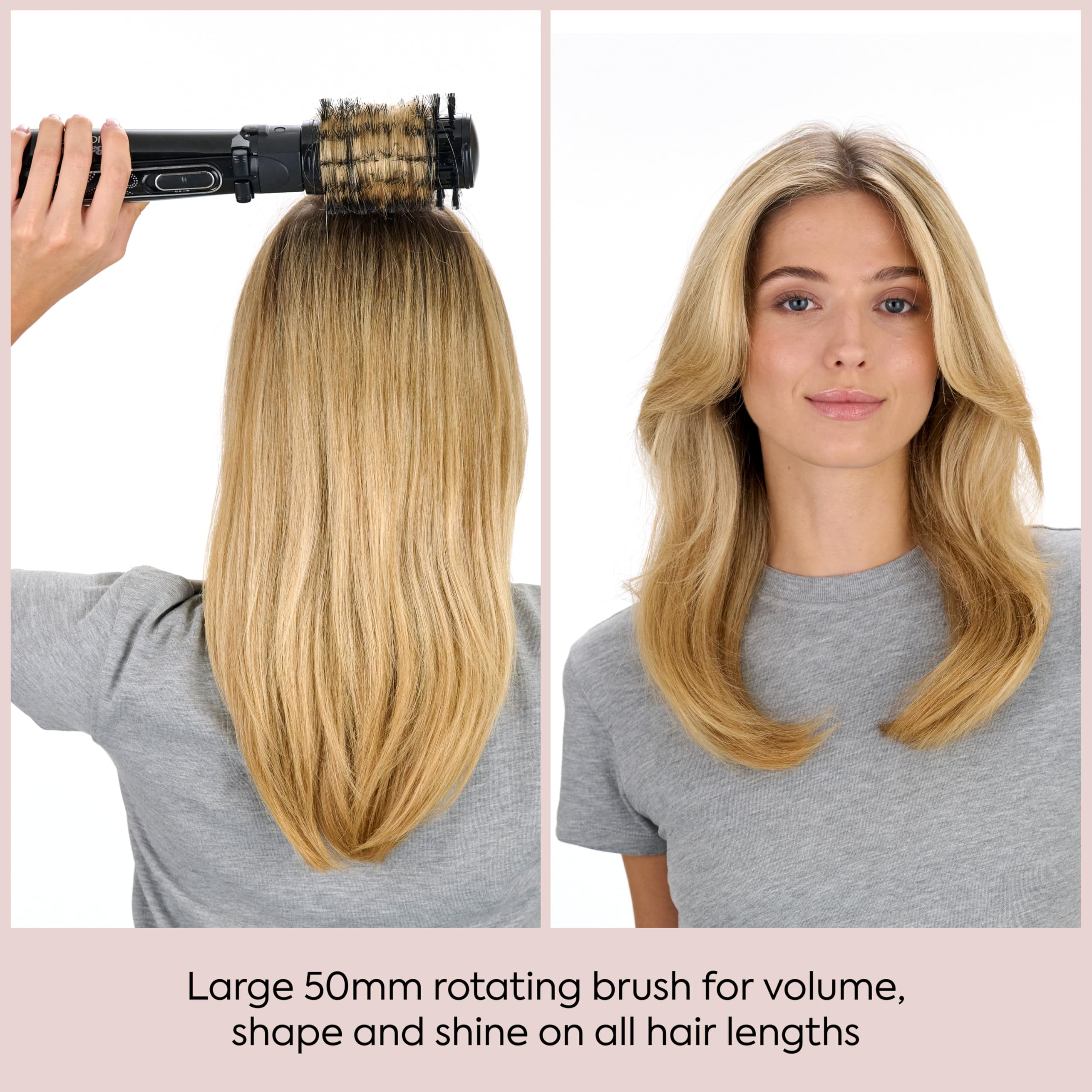 BaByliss Big Hair Rotating Hair Dryer Brush - Dry and Style in One Step, 2 Speeds & Alternating Directions, Ionic Frizz-Control, 50mm Barrel, Black, 2885U Halalzen