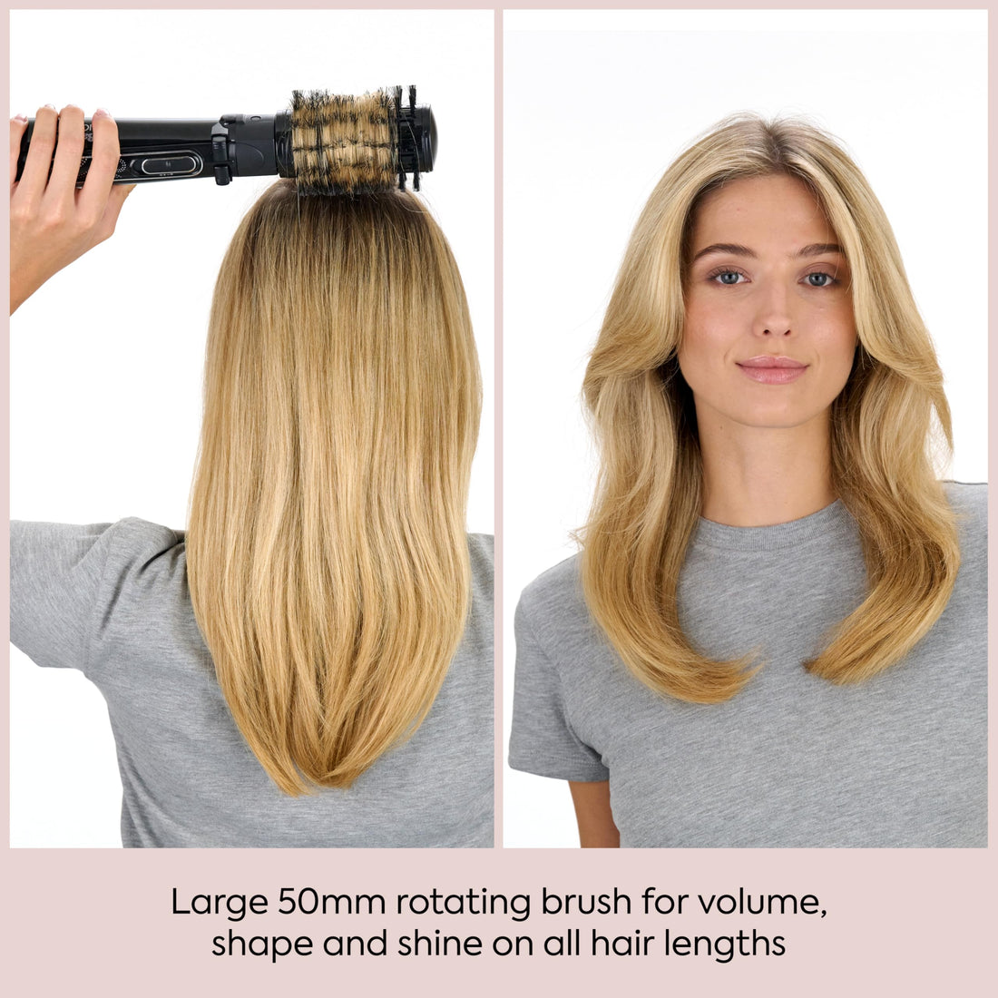 BaByliss Big Hair Rotating Hair Dryer Brush - Dry and Style in One Step, 2 Speeds & Alternating Directions, Ionic Frizz-Control, 50mm Barrel, Black, 2885U Halalzen