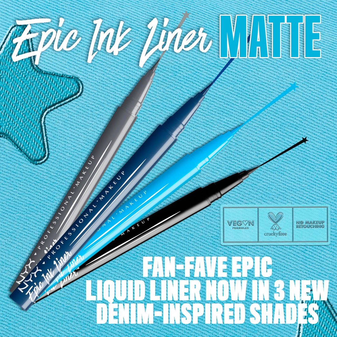 NYX PROFESSIONAL MAKEUP Epic Ink Liner, Waterproof Liquid Eyeliner - Black, Vegan Formula