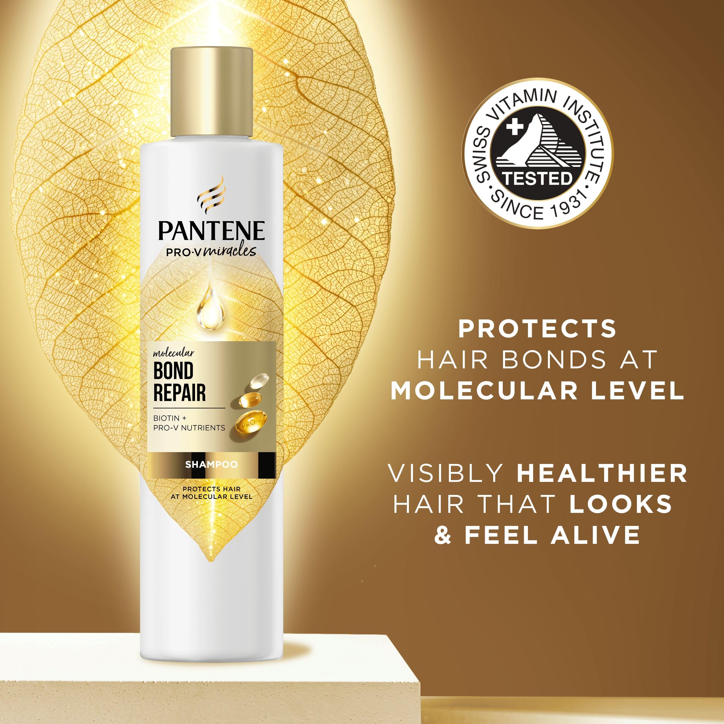 Pantene Molecular Bond Repair Shampoo + Conditioner + Deep Conditioning Hair Treatment with Biotin. For Extremely Dry Damaged Hair. Hair is Visibly Healthier, Strengthened & Repaired