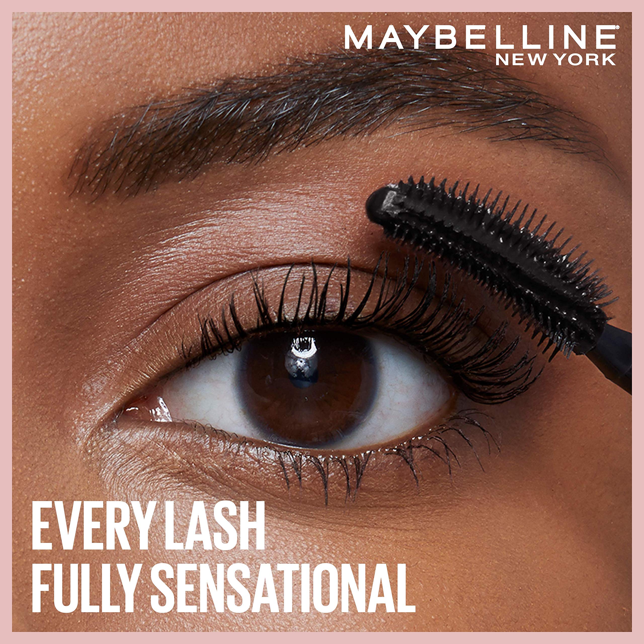 Maybelline Lash Sensational Washable Mascara, Lengthening and Volumizing for a Full Fan Effect, Blackest Black, 1 Count
