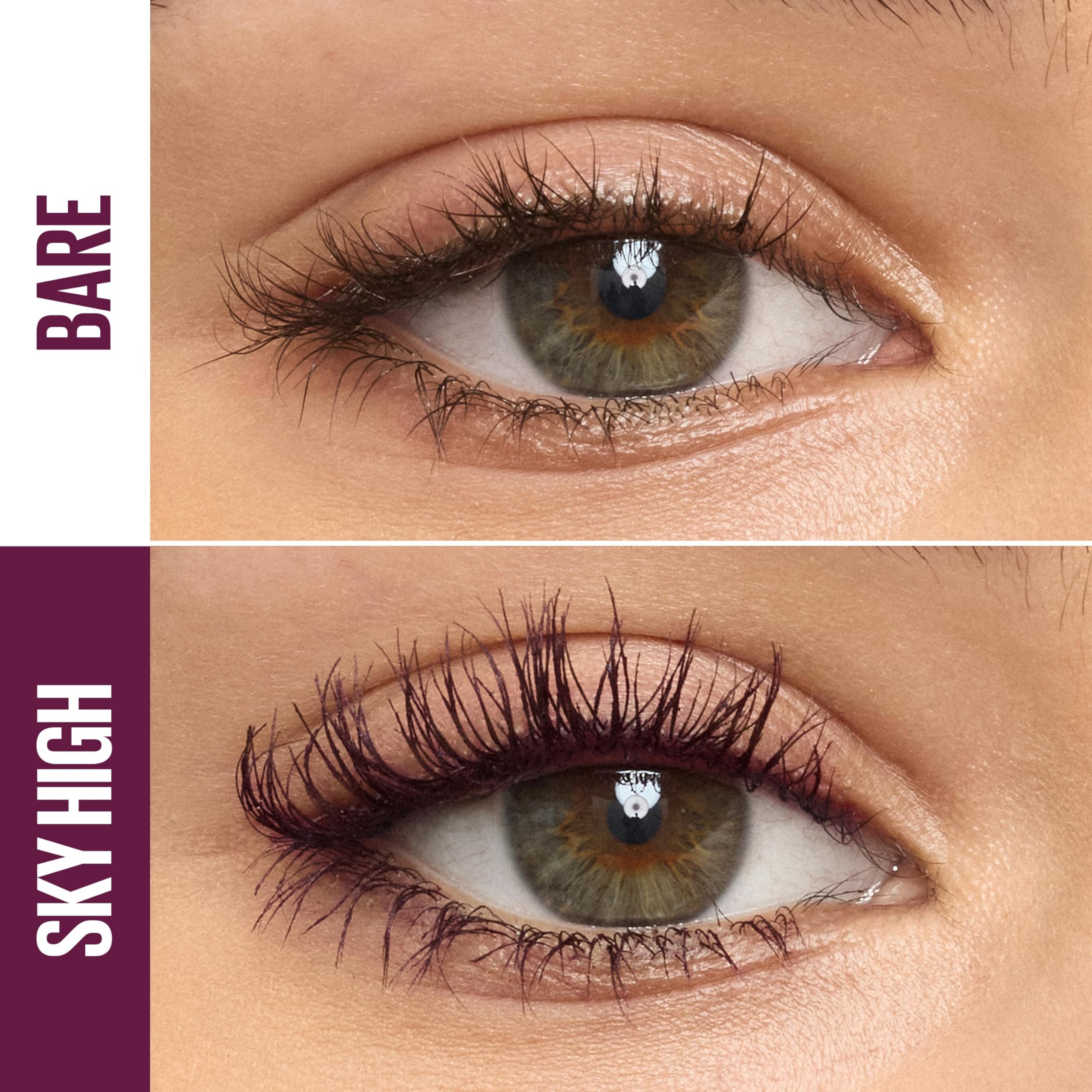 Maybelline Lash Sensational Sky High Washable Mascara Make-up, Volumen, Verlängerung, Definition, Schwung, Multiplikation, aufbaufähige Formel, Very Black, 1 Stück