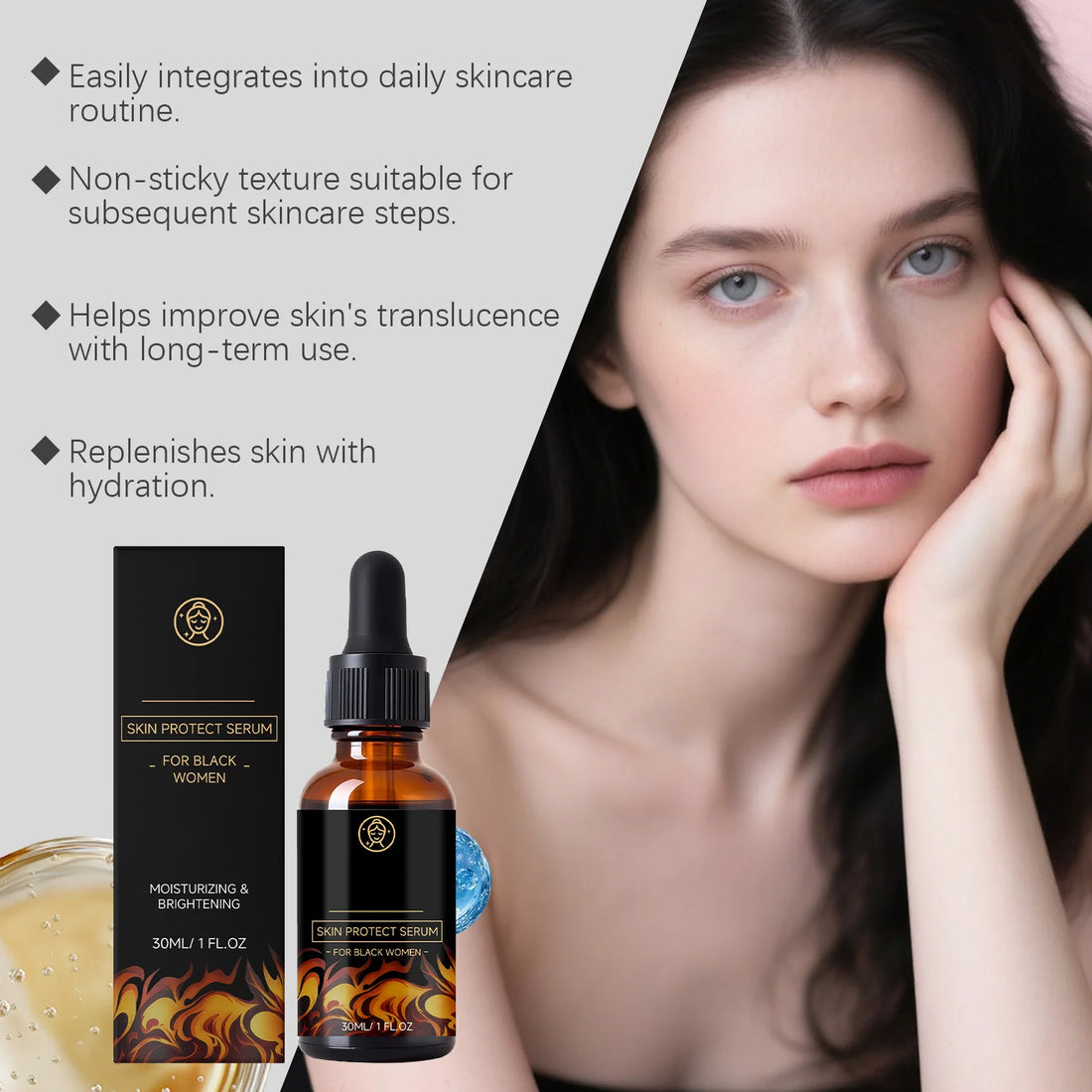 30ML Hydrating Face Serum Deep Nourishing Improve Skin Texture Enhance Gloss Refreshing  Non-sticky Glowing Soothing Redness Daily Care Facial Serum