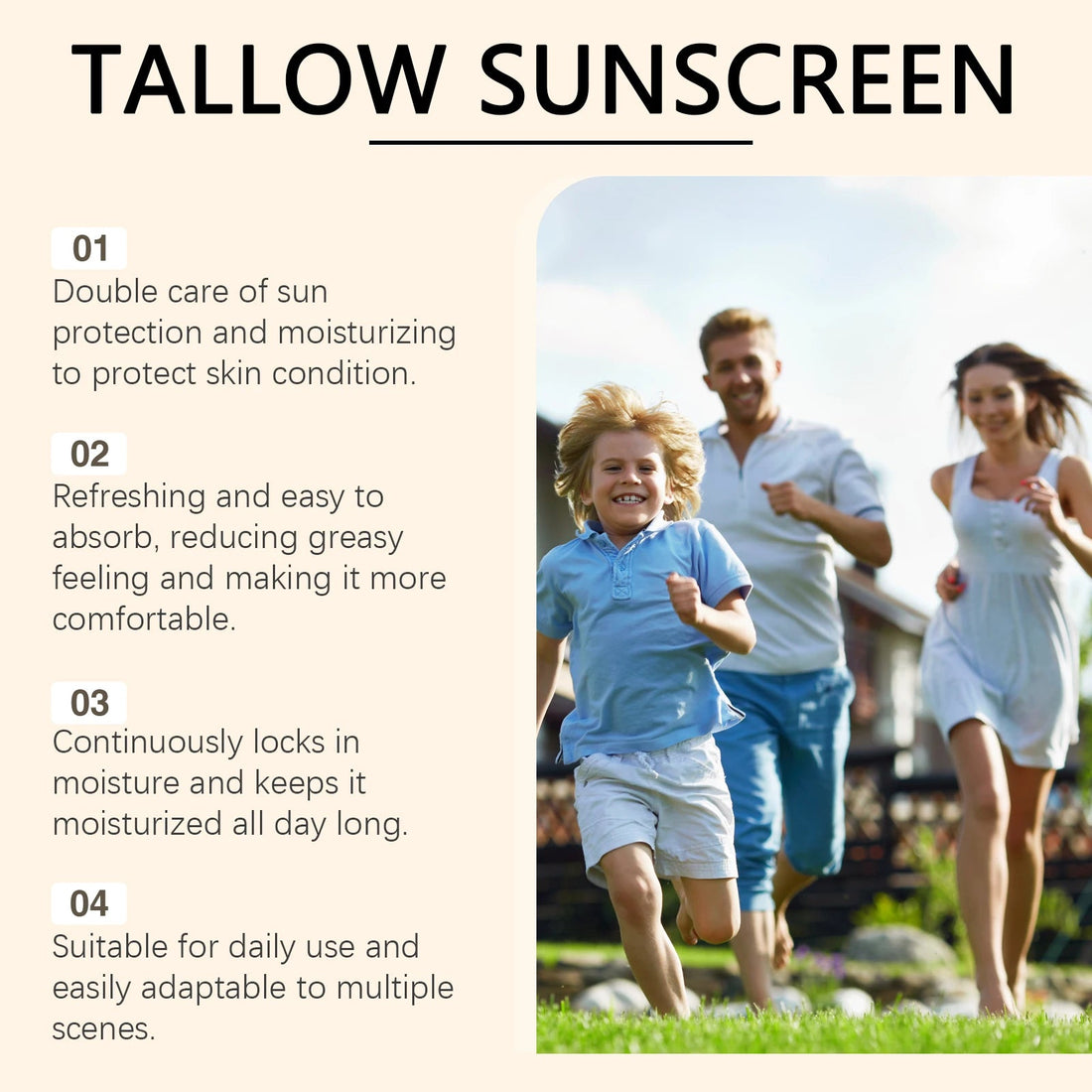 Ouhoe 50g Beef Tallow Sunscreen Uv Isolation Protect Oil Control Soothe Sunburn Moisturize Face Summer Refreshing Care Sunblock Halalzen
