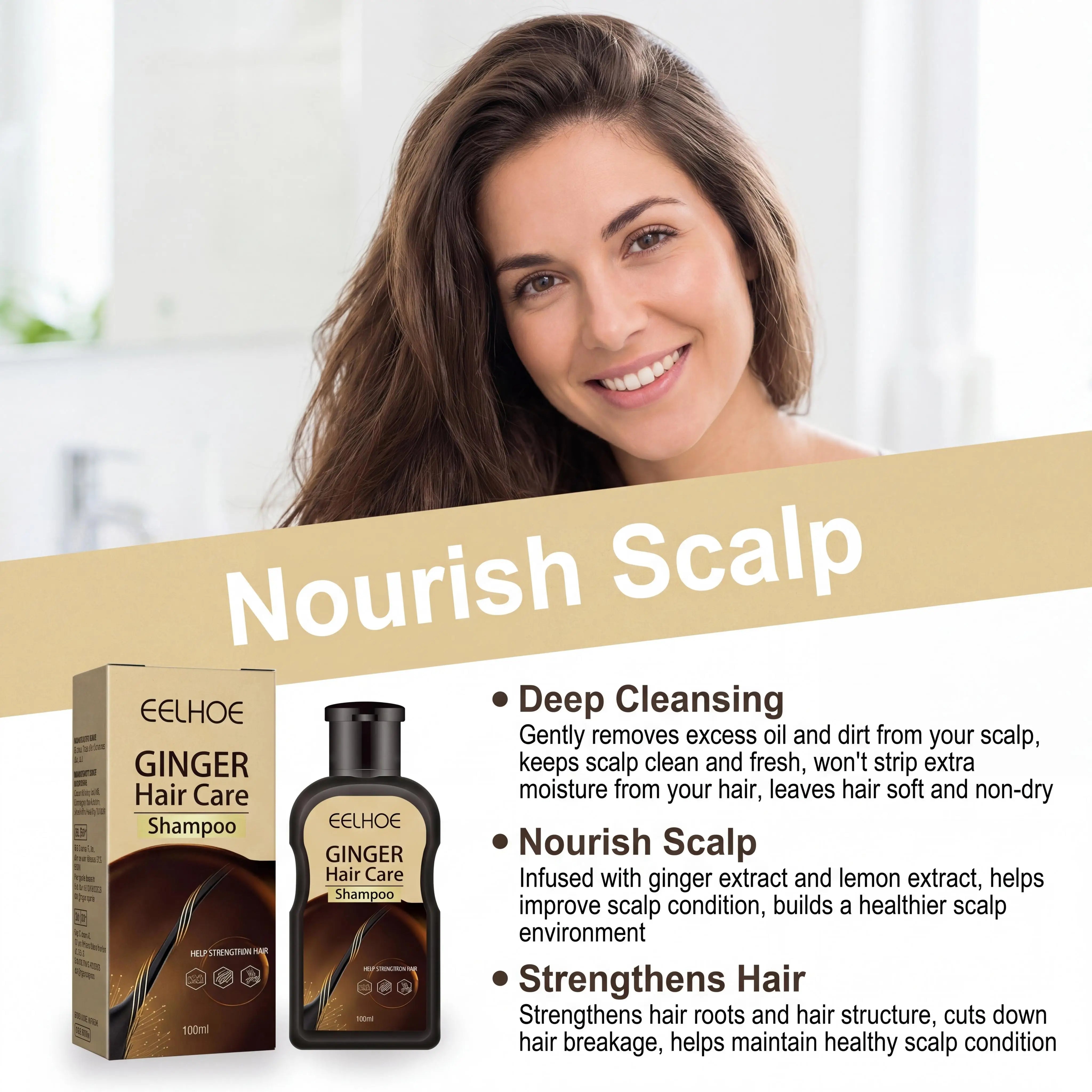 Ginger Extract Shampoo Lemon Scent Stimulates Follicles Activates Natural Growth System Improves Scalp Circulation Strengthens Hair Reduces Loss Hair Care Shampoo