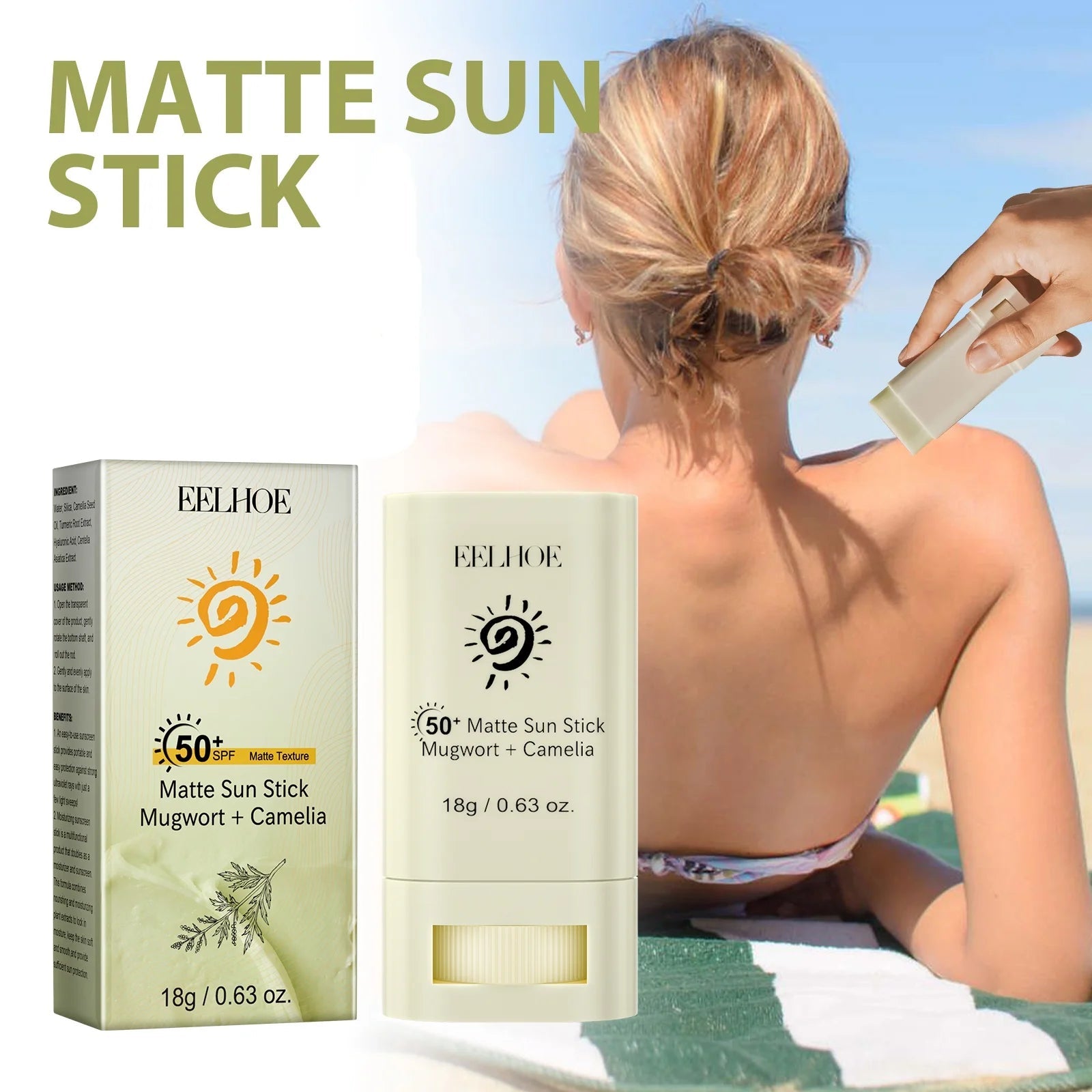 Portable SPF 50 Matte Bar Blocker Face Sunscreen Cream Moisturizing Refreshing Matte Sun Stick Whitening Skin Sunblock Lotion Halalzen