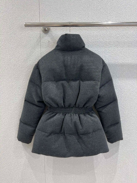 2025 Autumn and Winter New Stand-Up Collar Belt Waist Wool down Jacket Buckle Waist 90% White Duck down Filling