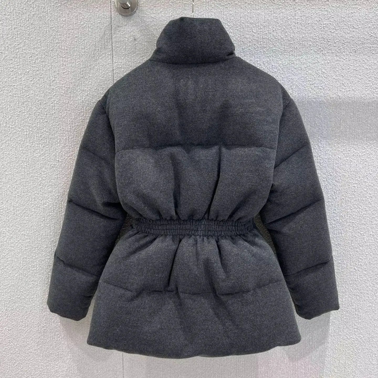 2025 Autumn and Winter New Stand-Up Collar Belt Waist Wool down Jacket Buckle Waist 90% White Duck down Filling