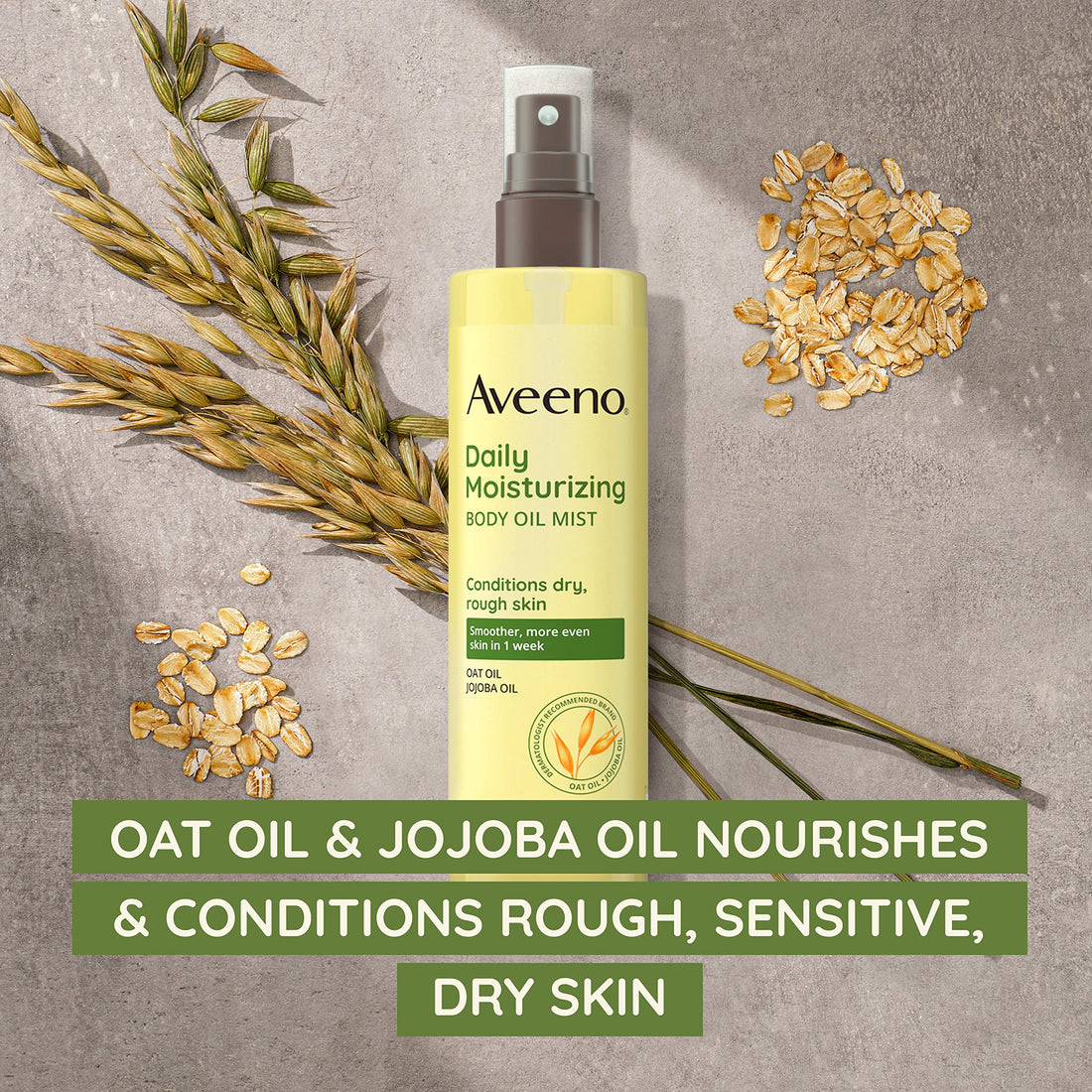 Aveeno Daily Moisturizing Body Oil Mist with Oat Oil and Jojoba Oil for Rough, Dry, Sensitive Skin, Nourishing Body Spray for Smoother, More Even Skin, Paraben- & Silicone-Free, 6.7 fl. oz