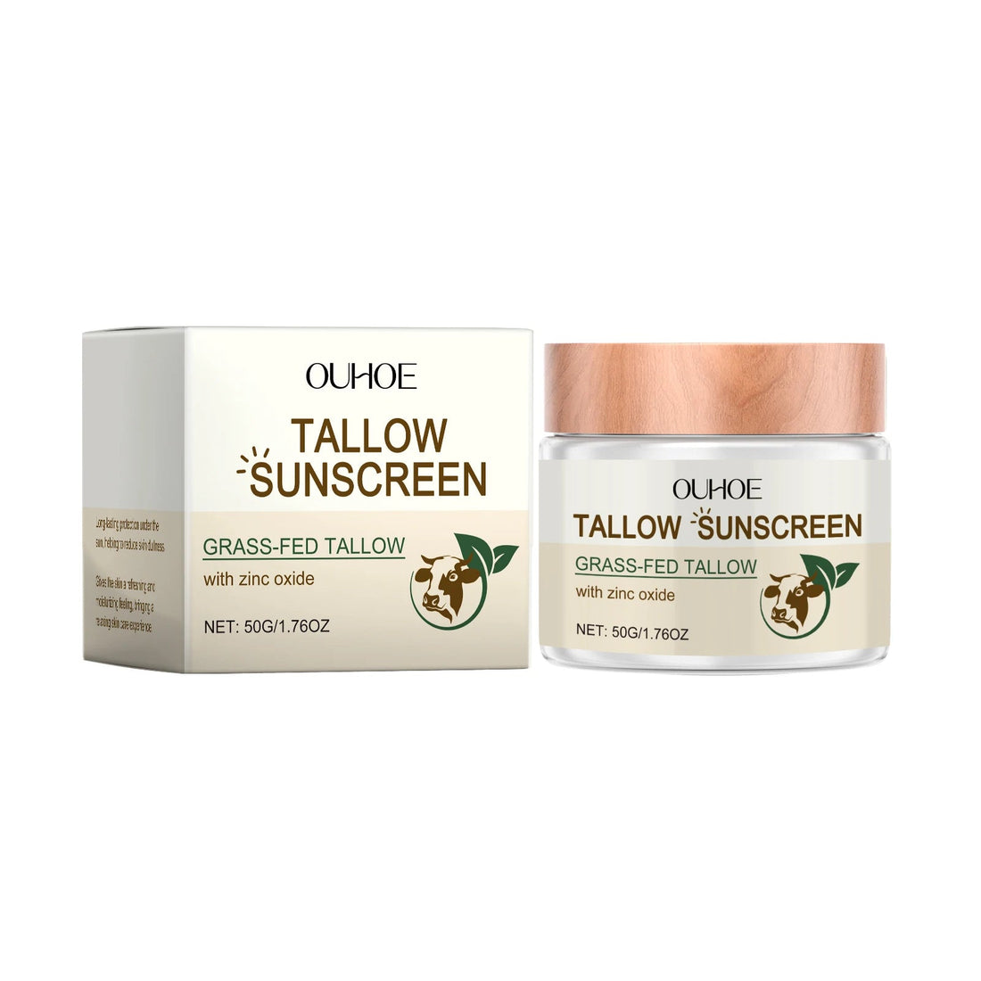Ouhoe 50g Beef Tallow Sunscreen Uv Isolation Protect Oil Control Soothe Sunburn Moisturize Face Summer Refreshing Care Sunblock Halalzen