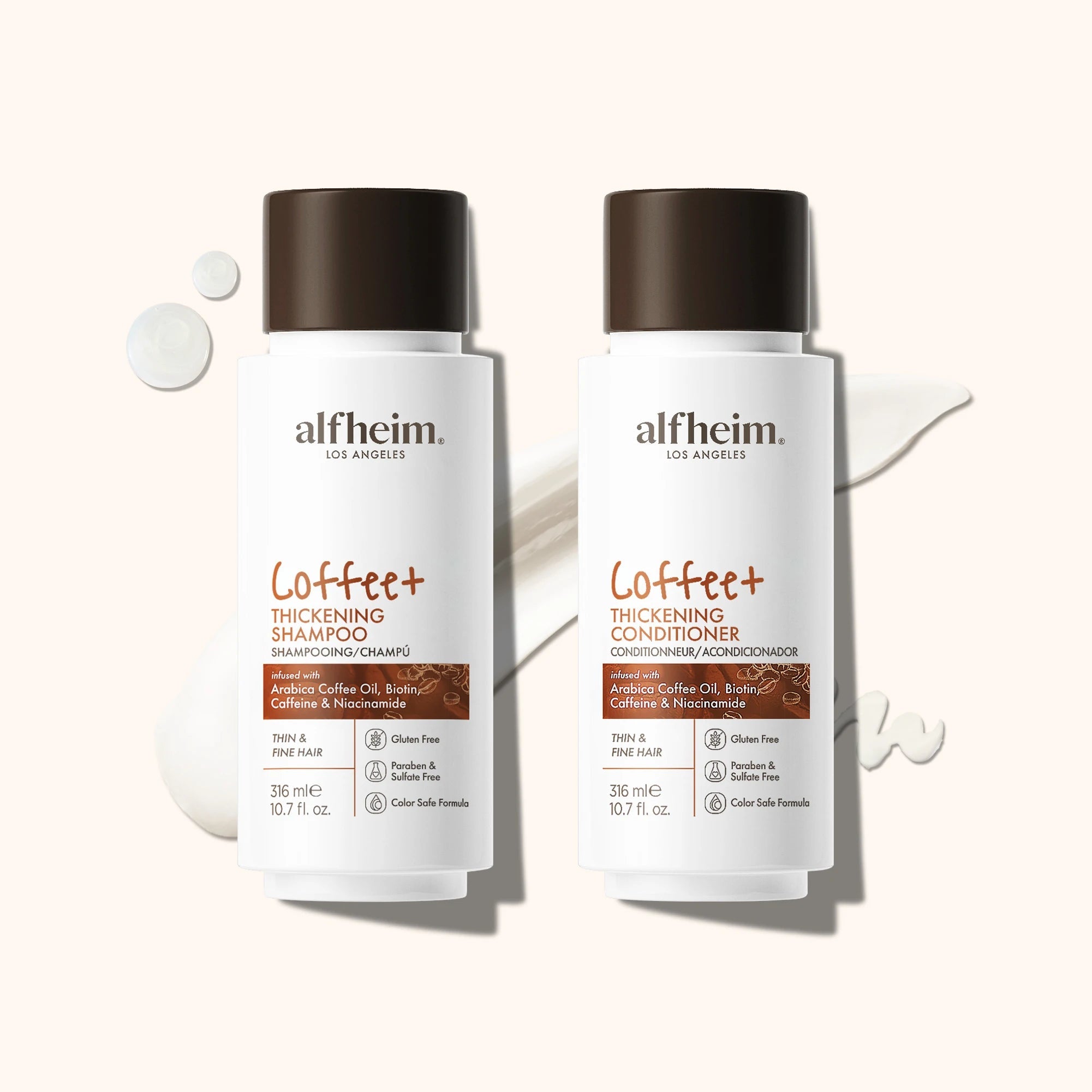 Coffee+ Thickening Shampoo & Conditioner Set–Strengthens,Adds Volume,Bounce & Shine,Moisturizing &Volumizing for Fine Hair Halalzen