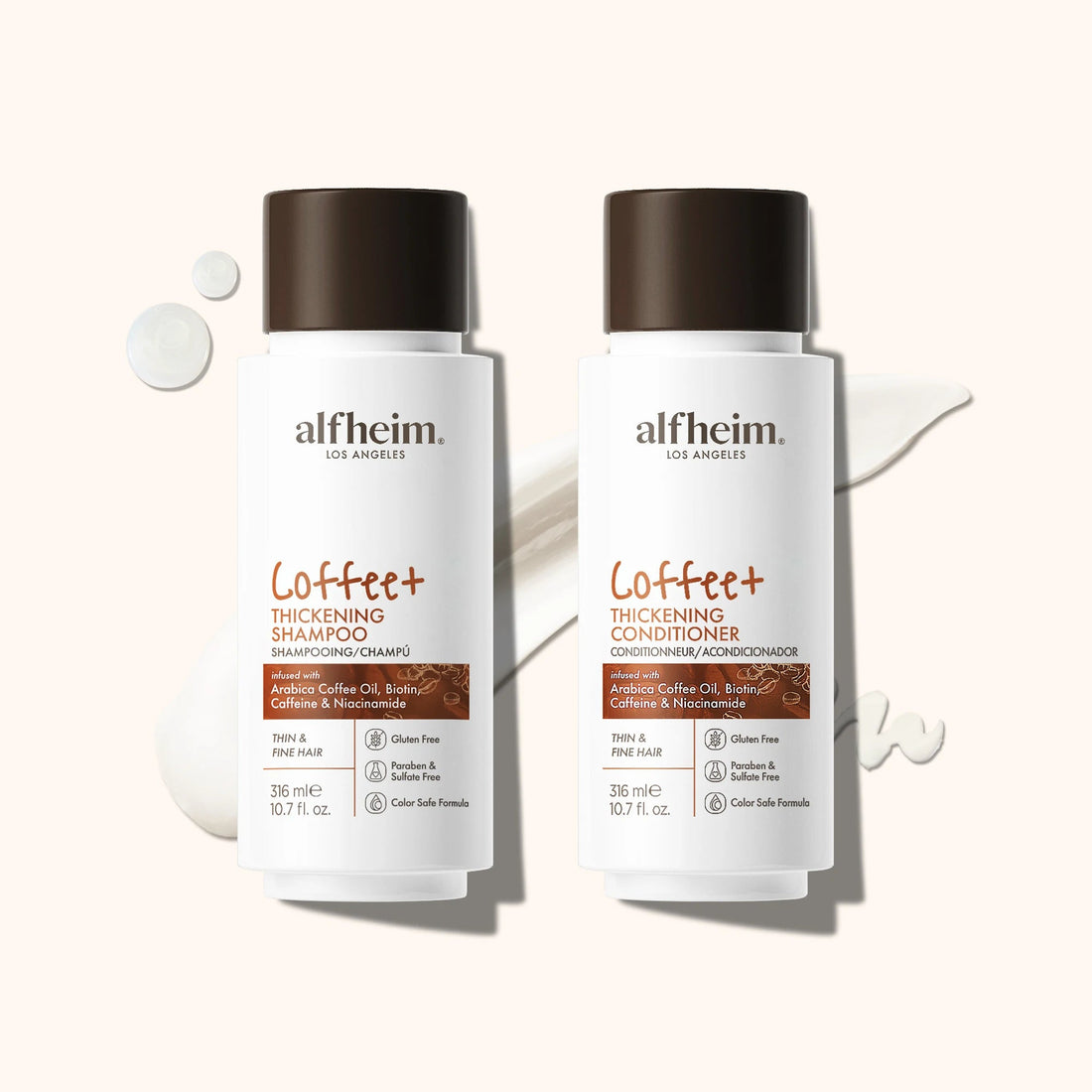 Coffee+ Thickening Shampoo & Conditioner Set–Strengthens,Adds Volume,Bounce & Shine,Moisturizing &Volumizing for Fine Hair Halalzen