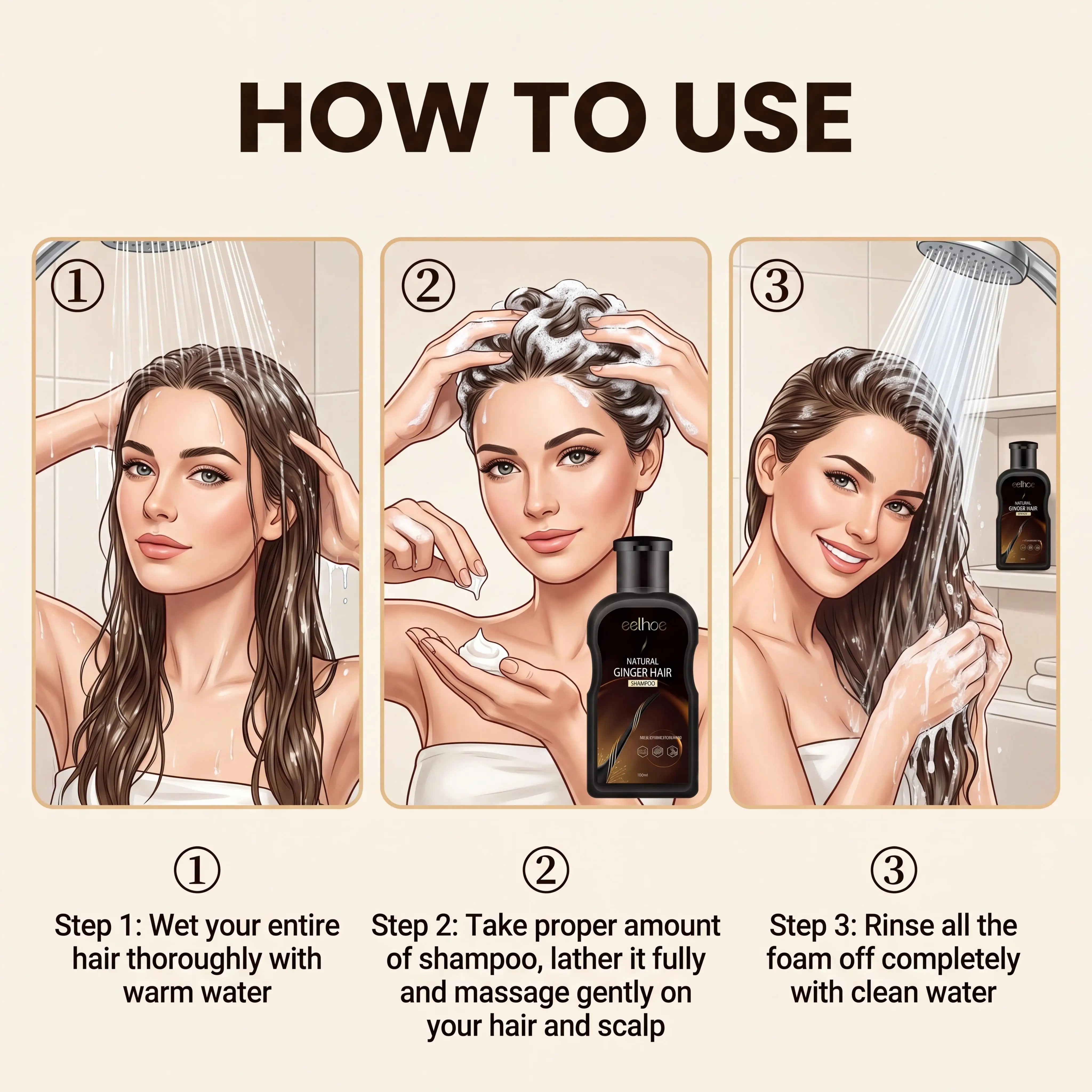 Ginger Extract Shampoo Lemon Scent Stimulates Follicles Activates Natural Growth System Improves Scalp Circulation Strengthens Hair Reduces Loss Hair Care Shampoo