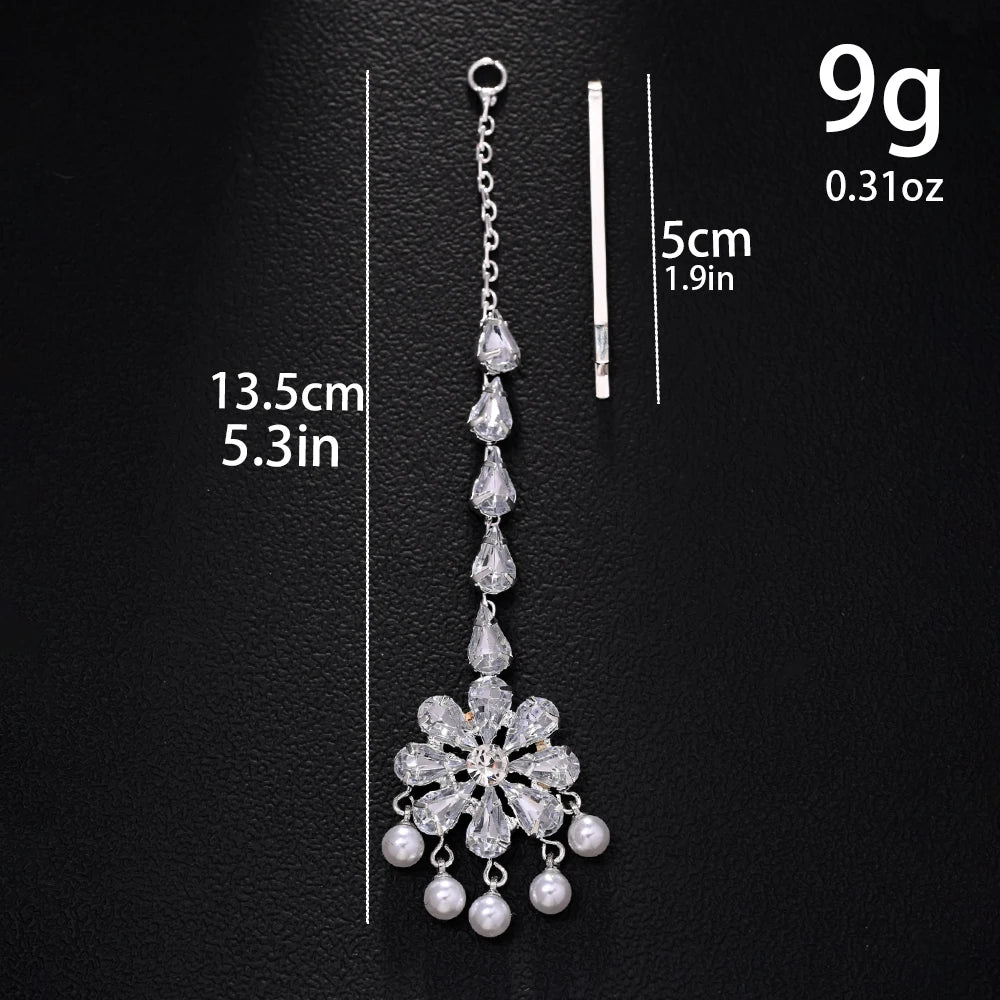 Stonefans Pearl Forehead Chain Indian Jewellery Women Vintage Headband Pendant Crystal Party Hair Accessories Y2k Wedding Gifts