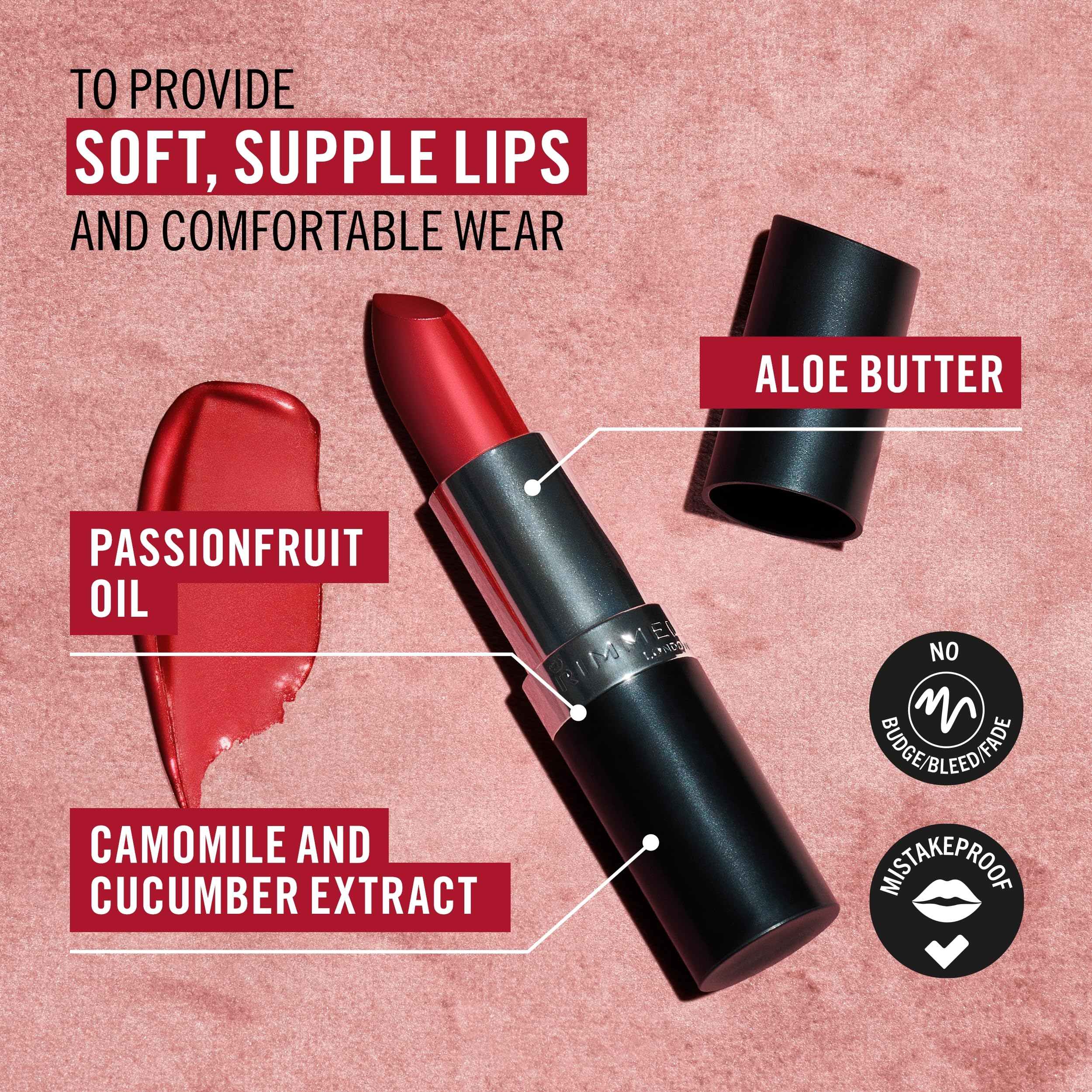 Rimmel Lasting Finish Lipstick 206 Pink-Key-Promise, Creamy Satin Finish, Long Lasting 8 HR Wear, Comfortable Formula, Rich Pigment Halalzen
