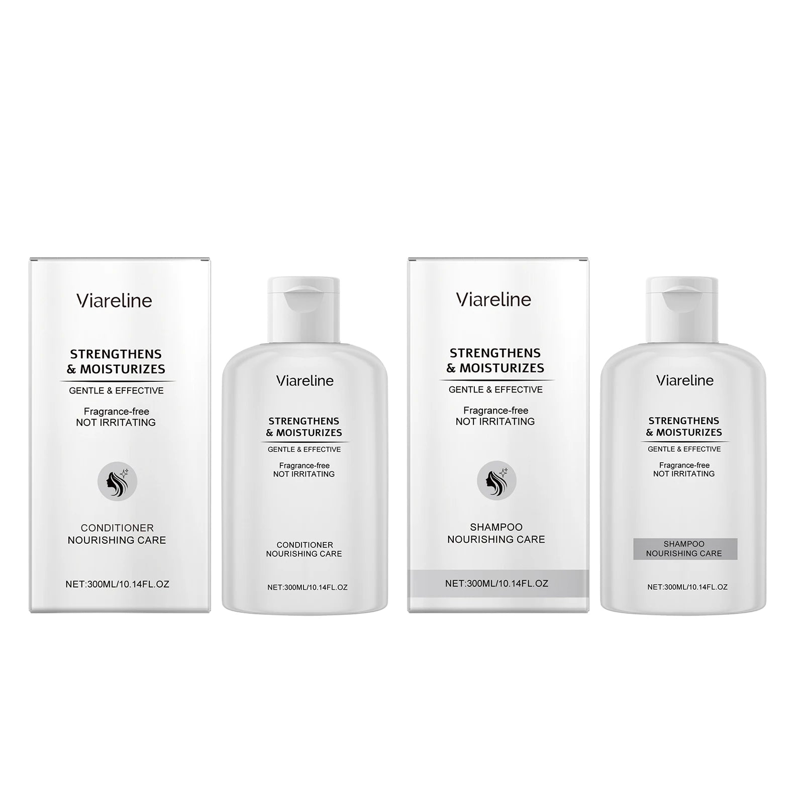Viareline 300ml Nourish Care Shampoo & Conditioner Set Oil Control Strengthen Root Repair Breakage Split Ends Hair Wash Set Halalzen