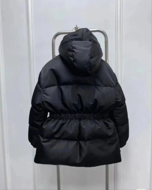 High Quality Winter Women's Padding Solid Casual Fashion Hooded Belt Button Thermal Pockets Waist Loose Down Jacket